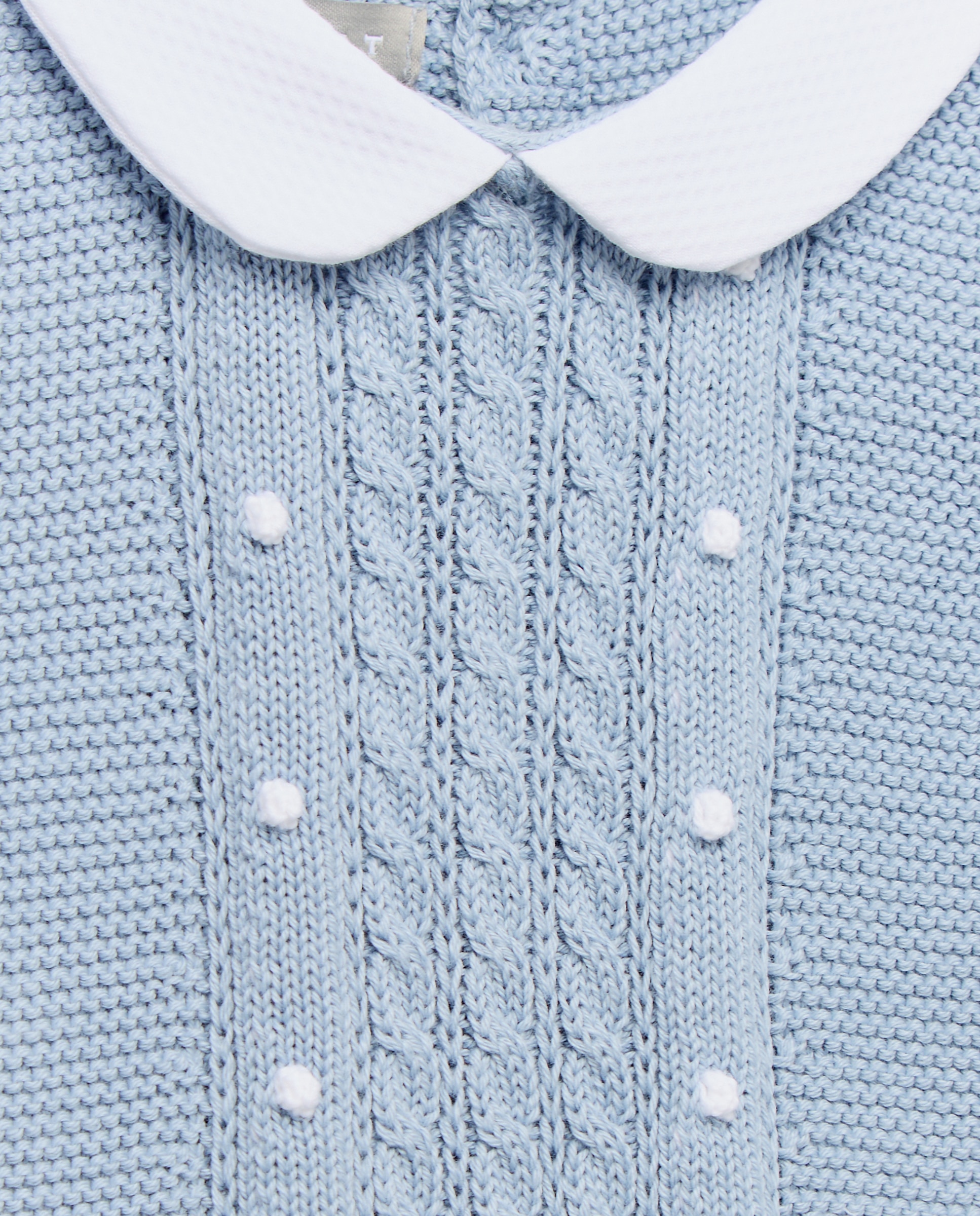 Babygrow com Gola de Bebé e Manga Curta de Tricot Fantasia com Malha de Cabo Central Coconut El Corte Inglés 400 Azul-3