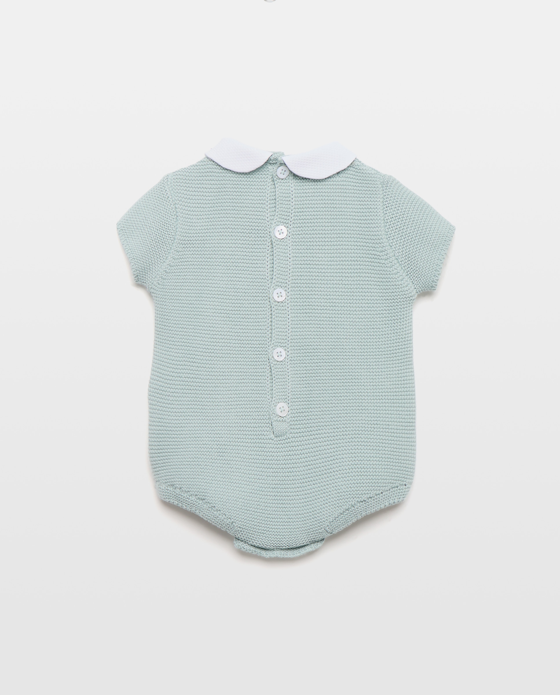 Babygrow com Gola de Bebé e Manga Curta de Tricot Fantasia com Malha de Cabo Central Coconut El Corte Inglés Verde-2