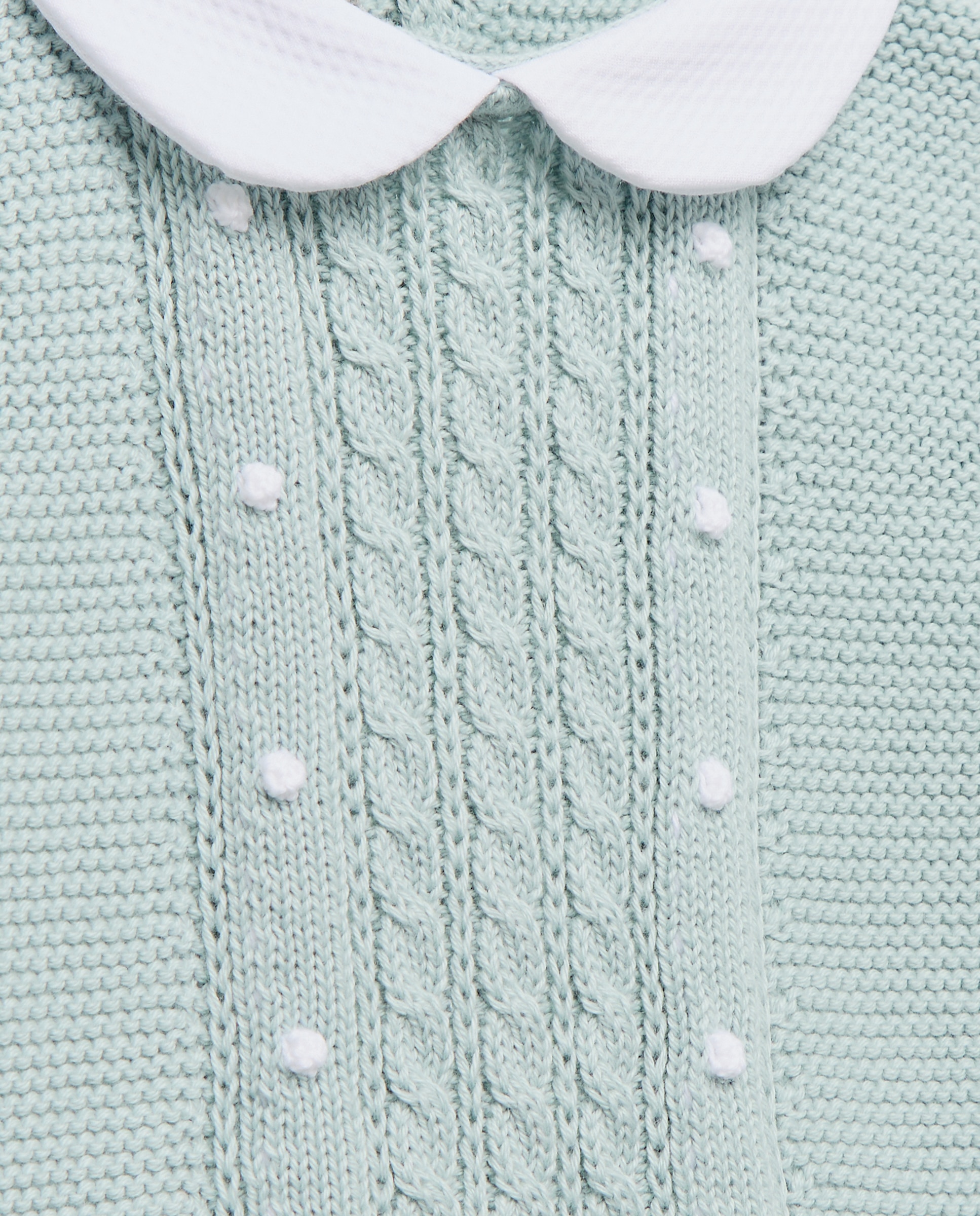 Babygrow com Gola de Bebé e Manga Curta de Tricot Fantasia com Malha de Cabo Central Coconut El Corte Inglés Verde-3