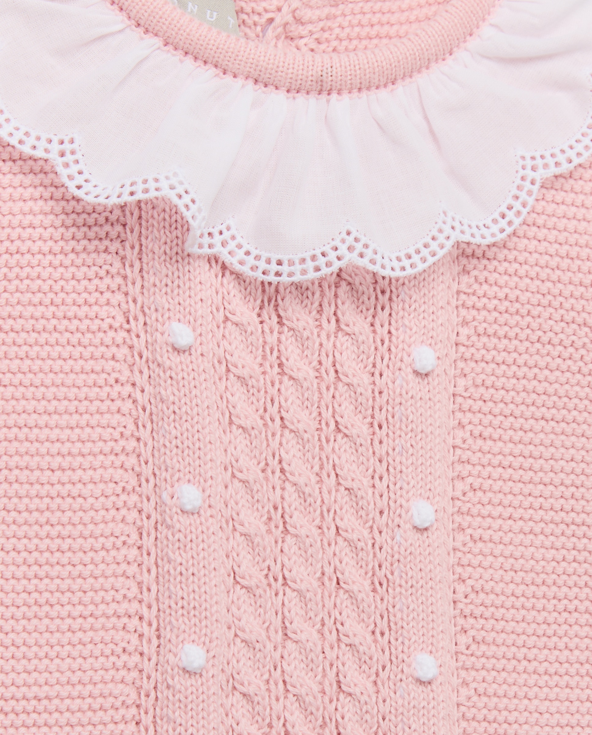 Babygrow com Gola e Manga Curta de Tricot Fantasia com Malha de Cabo Central Coconut El Corte Inglés 200 Rosa-3
