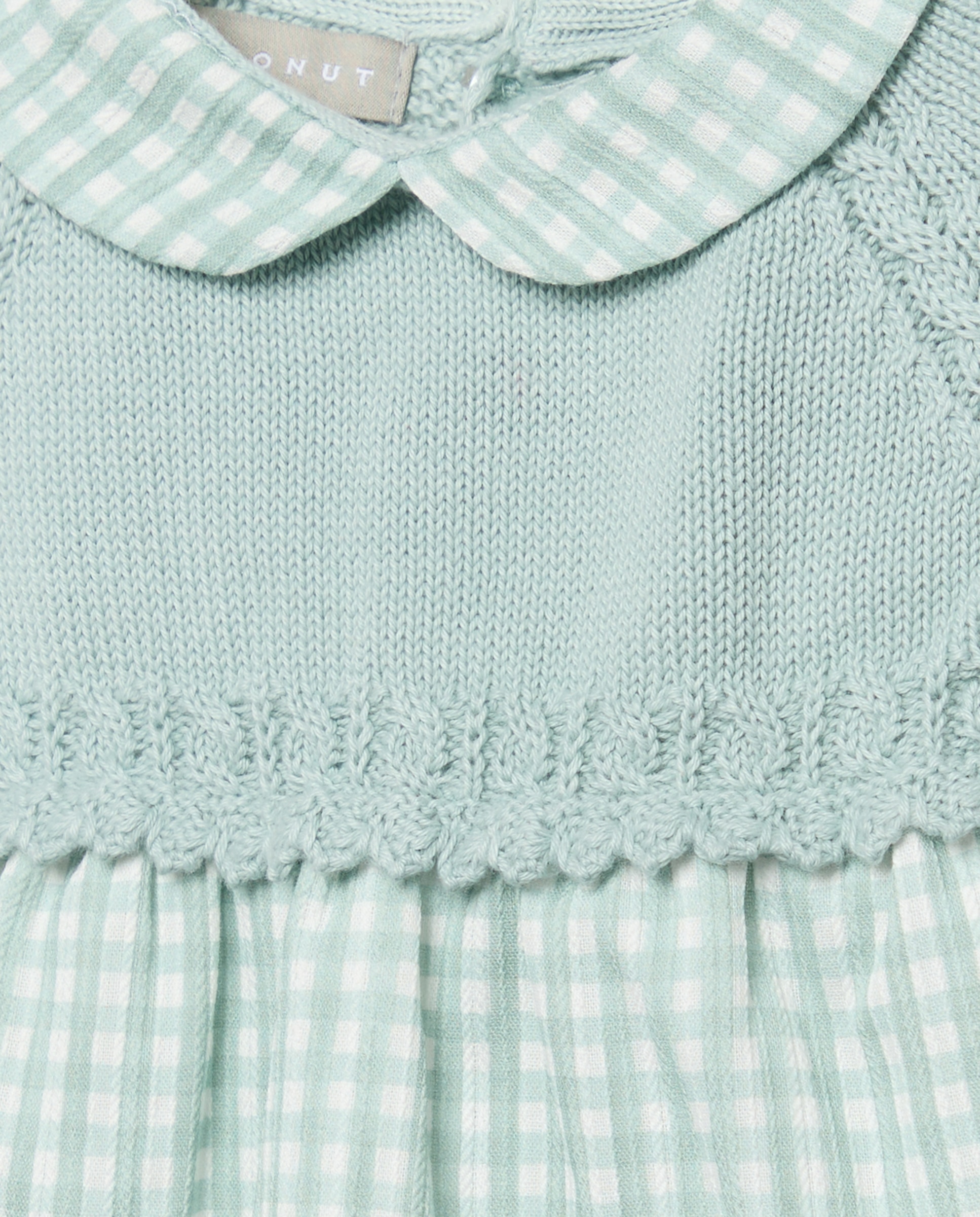 Babygrow com Gola Bebé em Tricot e Plana Vichy Coconut El Corte Inglés Verde-3