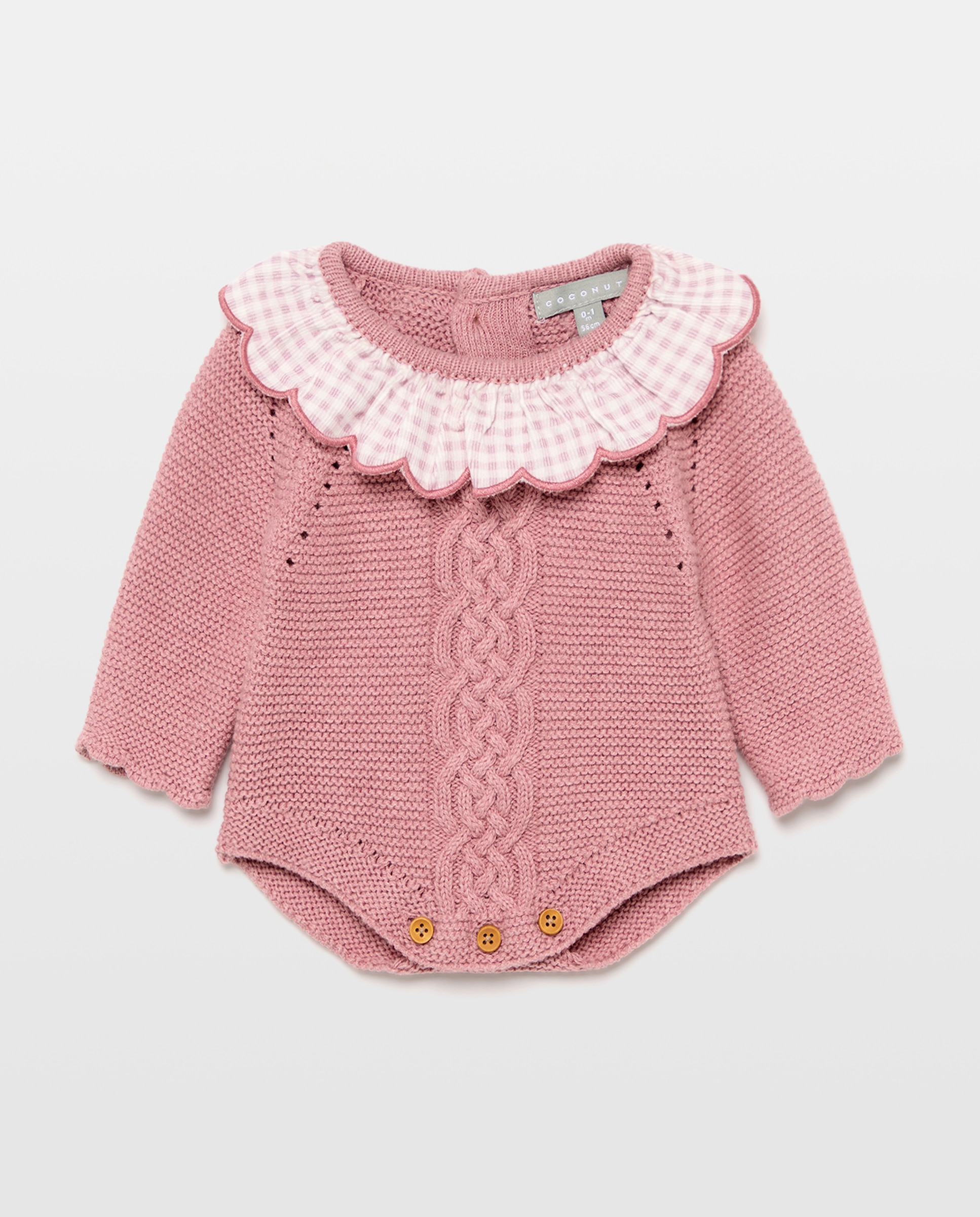 Imagem 0 de Babygrow de Tricot-Vichy de Bebé com Manga Comprida