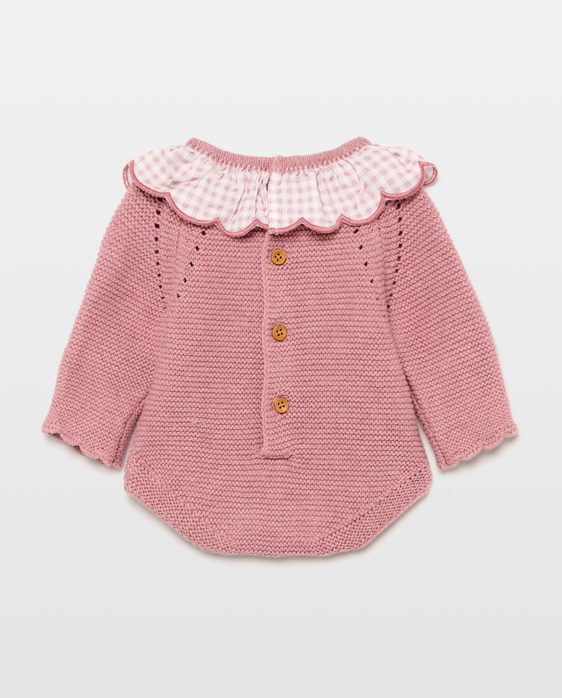 Babygrow de Tricot-Vichy de Bebé com Manga Comprida Coconut El Corte Inglés 230 Rosa Escuro-2