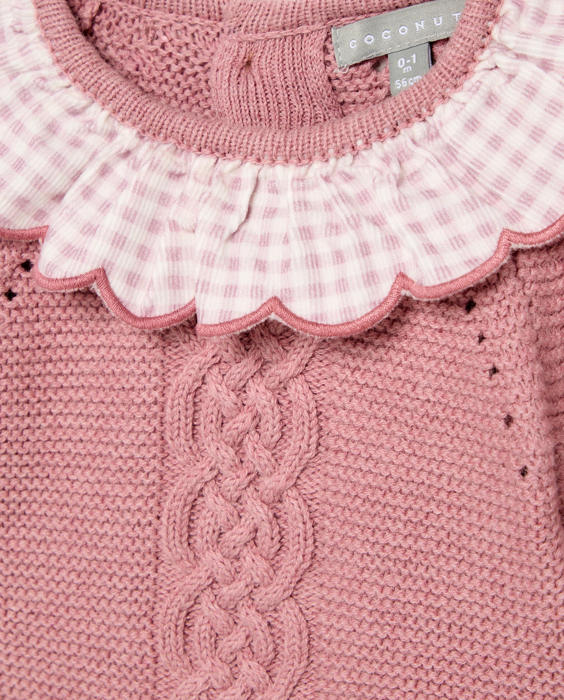 Babygrow de Tricot-Vichy de Bebé com Manga Comprida Coconut El Corte Inglés 230 Rosa Escuro-3