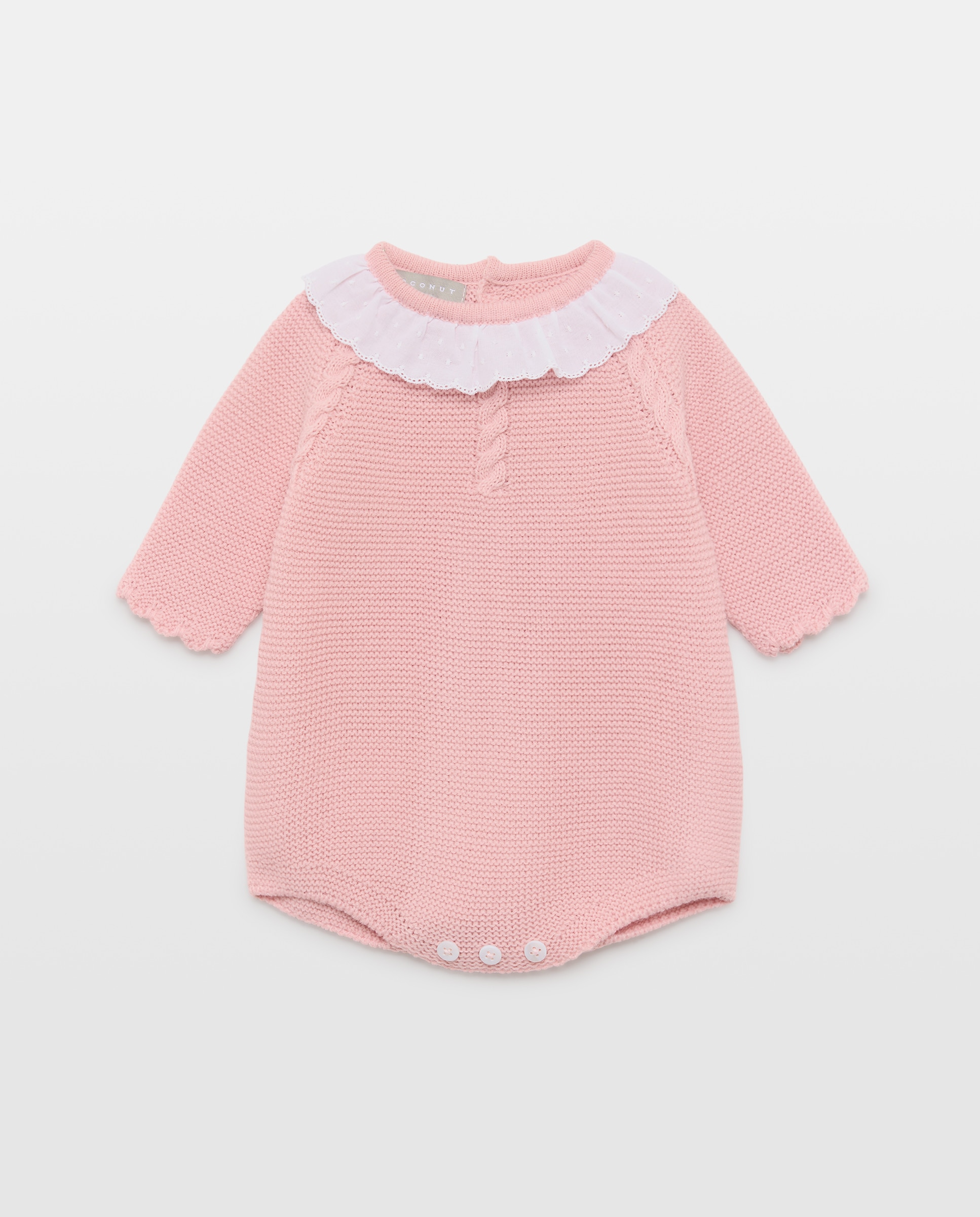 Imagem 0 de Babygrow Clássico de Bebé com Manga Comprida, Gola, Malha do Cabo e Ondas