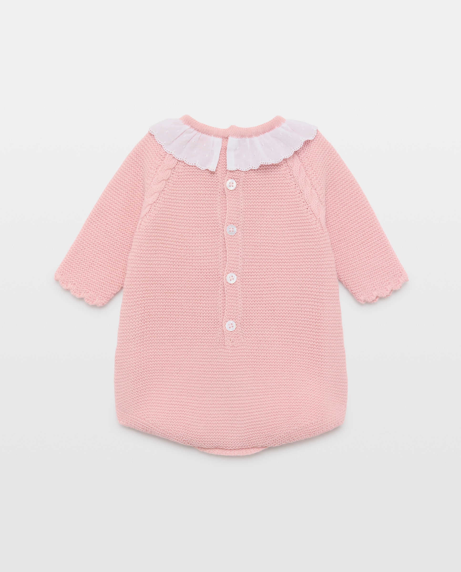 Babygrow Clássico de Bebé com Manga Comprida, Gola, Malha do Cabo e Ondas Coconut El Corte Inglés 200 Rosa-2