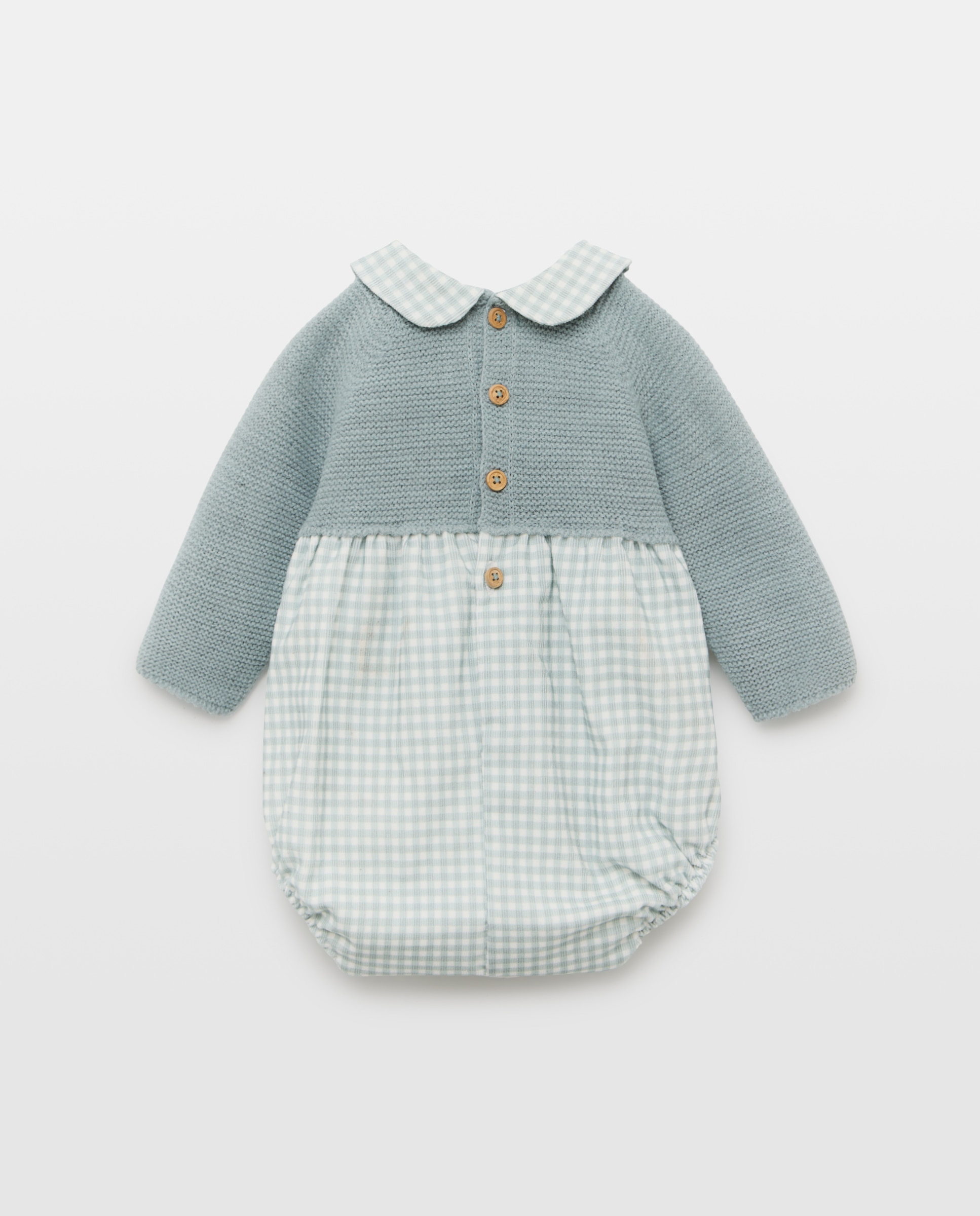 Babygrow de Bebé com Manga Comprida e Quadrados Vichy Coconut El Corte Inglés Verde-2