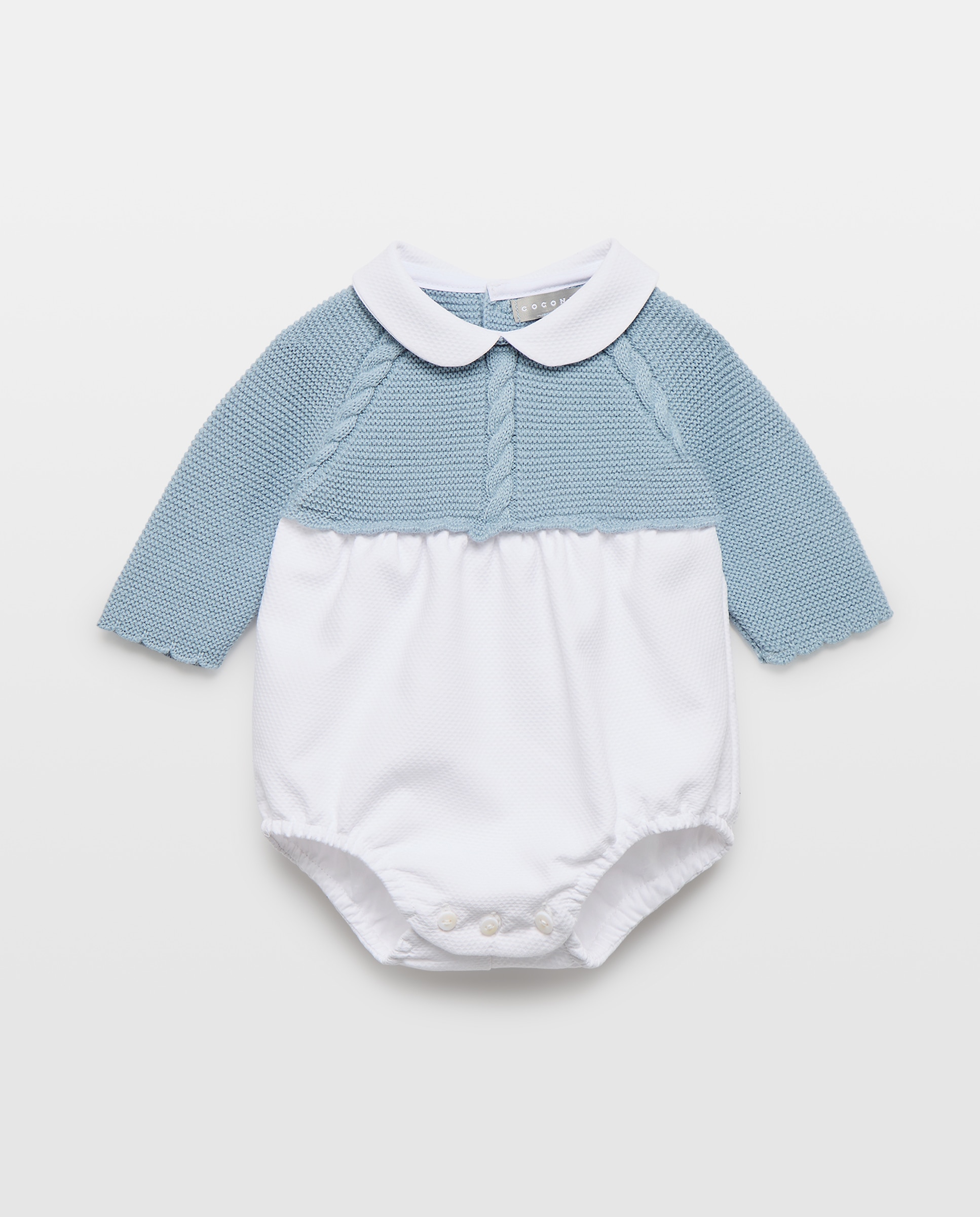 Imagem 0 de Babygrow de Tricot e Tecido Plano de Bebé com Manga Comprida e Malha do Cabo Piqué