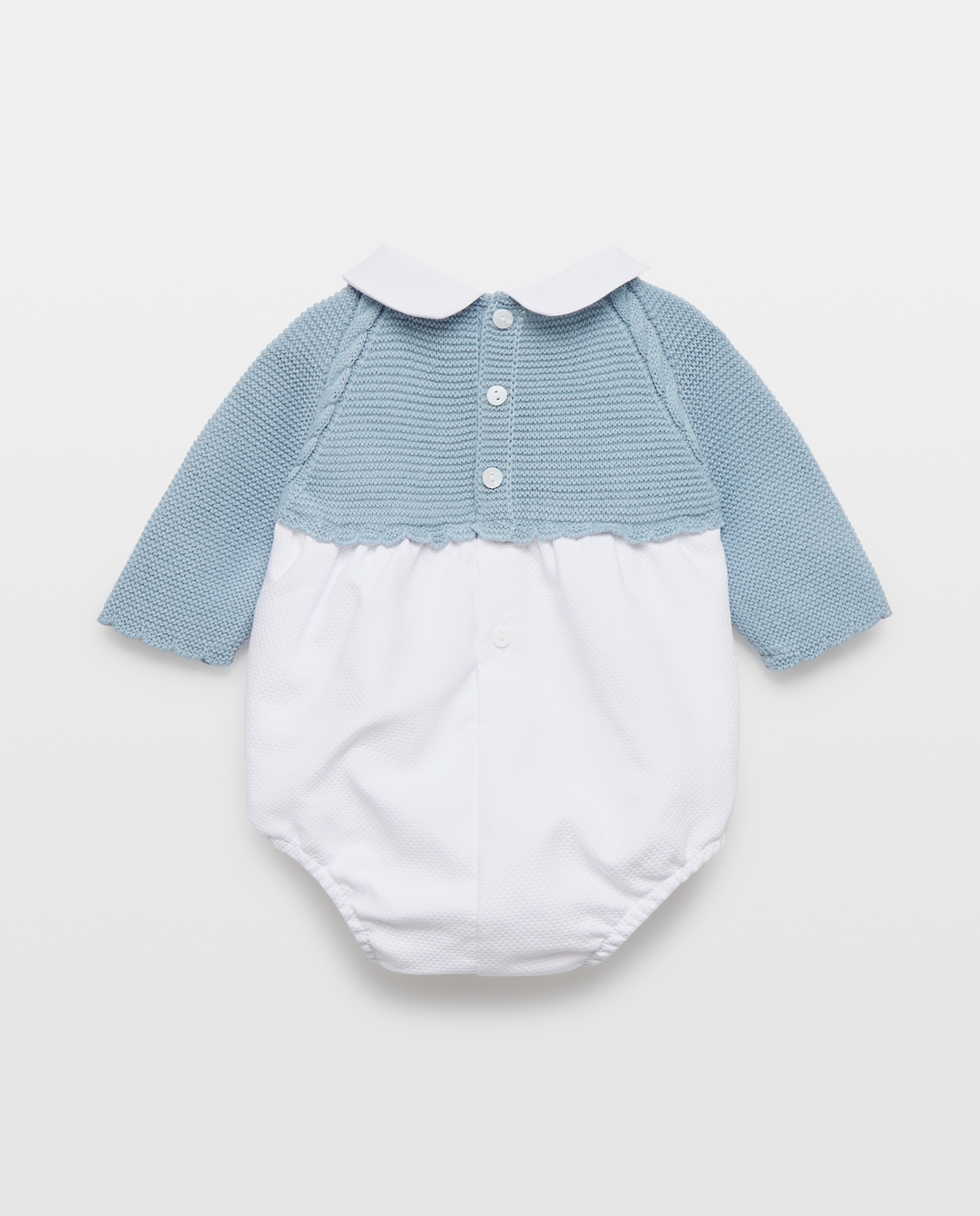 Babygrow de Tricot e Tecido Plano de Bebé com Manga Comprida e Malha do Cabo Piqué Coconut El Corte Inglés 400 Azul-2
