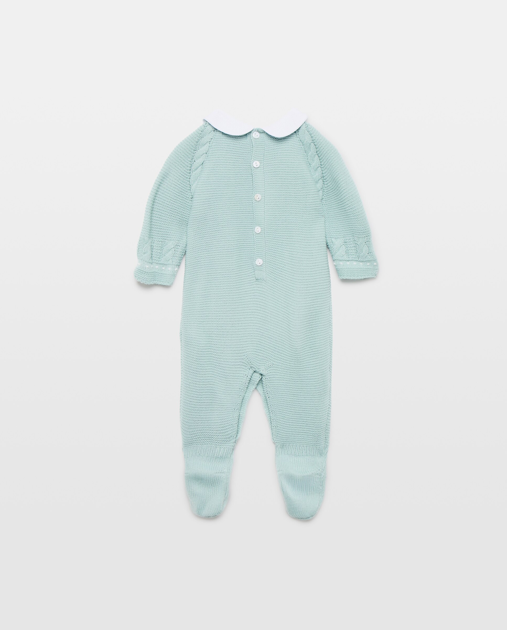 Babygrow de Tricot Clássico de Bebé com Gola Bebé, Malha do Cabo Horizontal e Relevos Coconut El Corte Inglés Verde-2