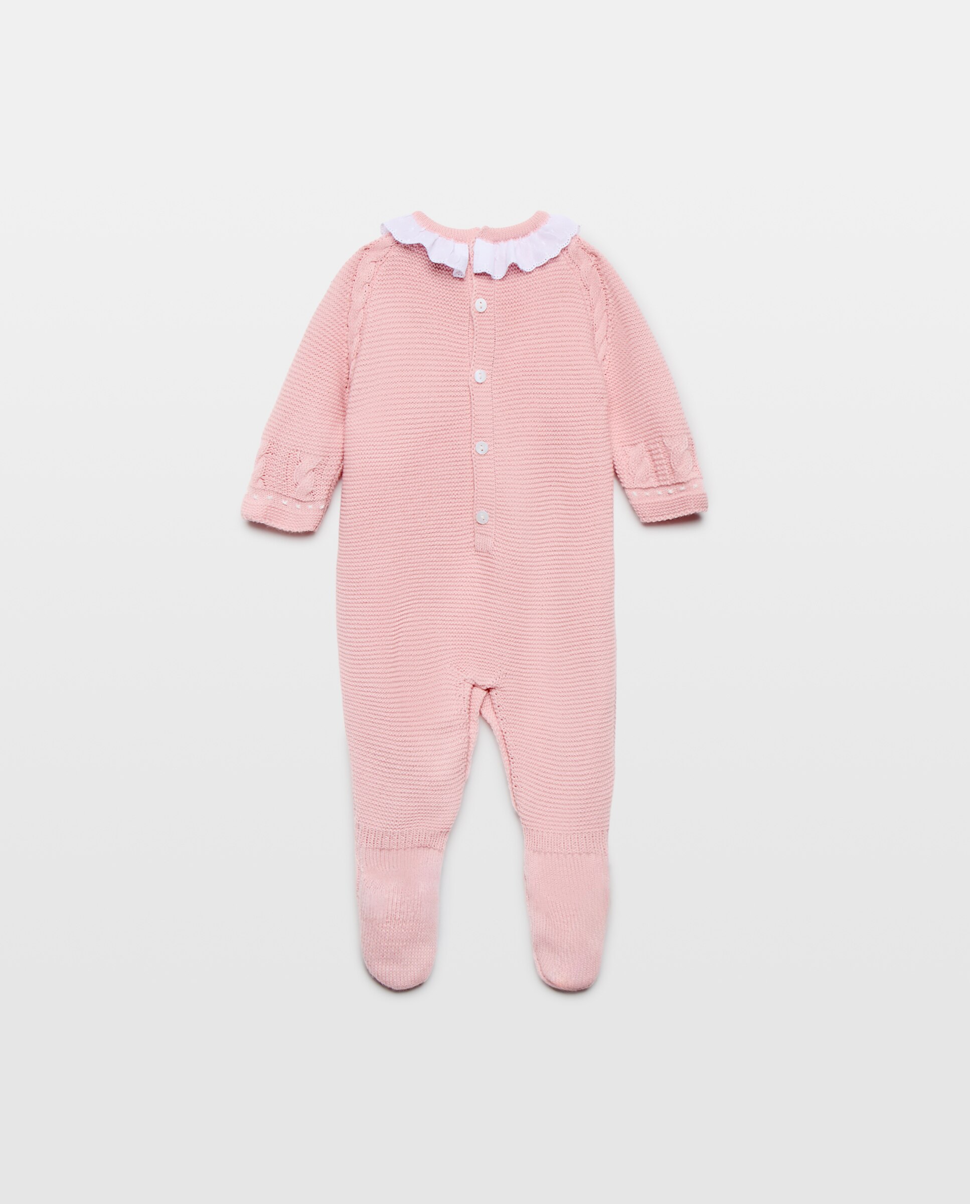 Babygrow de Tricot Clássico de Bebé com Gola, Malha do Cabo Horizontal e Relevos Coconut El Corte Inglés 200 Rosa-2