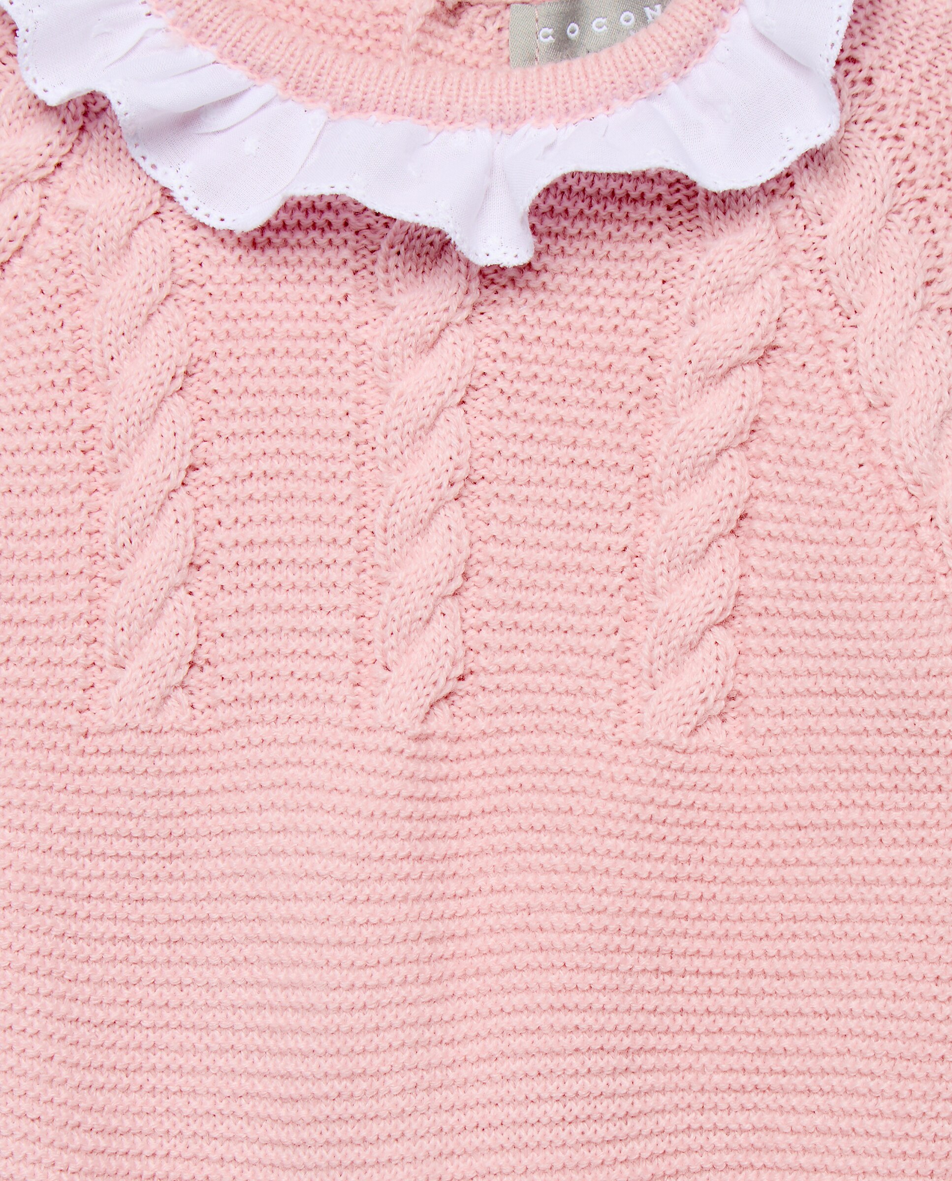 Babygrow de Tricot Clássico de Bebé com Gola, Malha do Cabo Horizontal e Relevos Coconut El Corte Inglés 200 Rosa-3