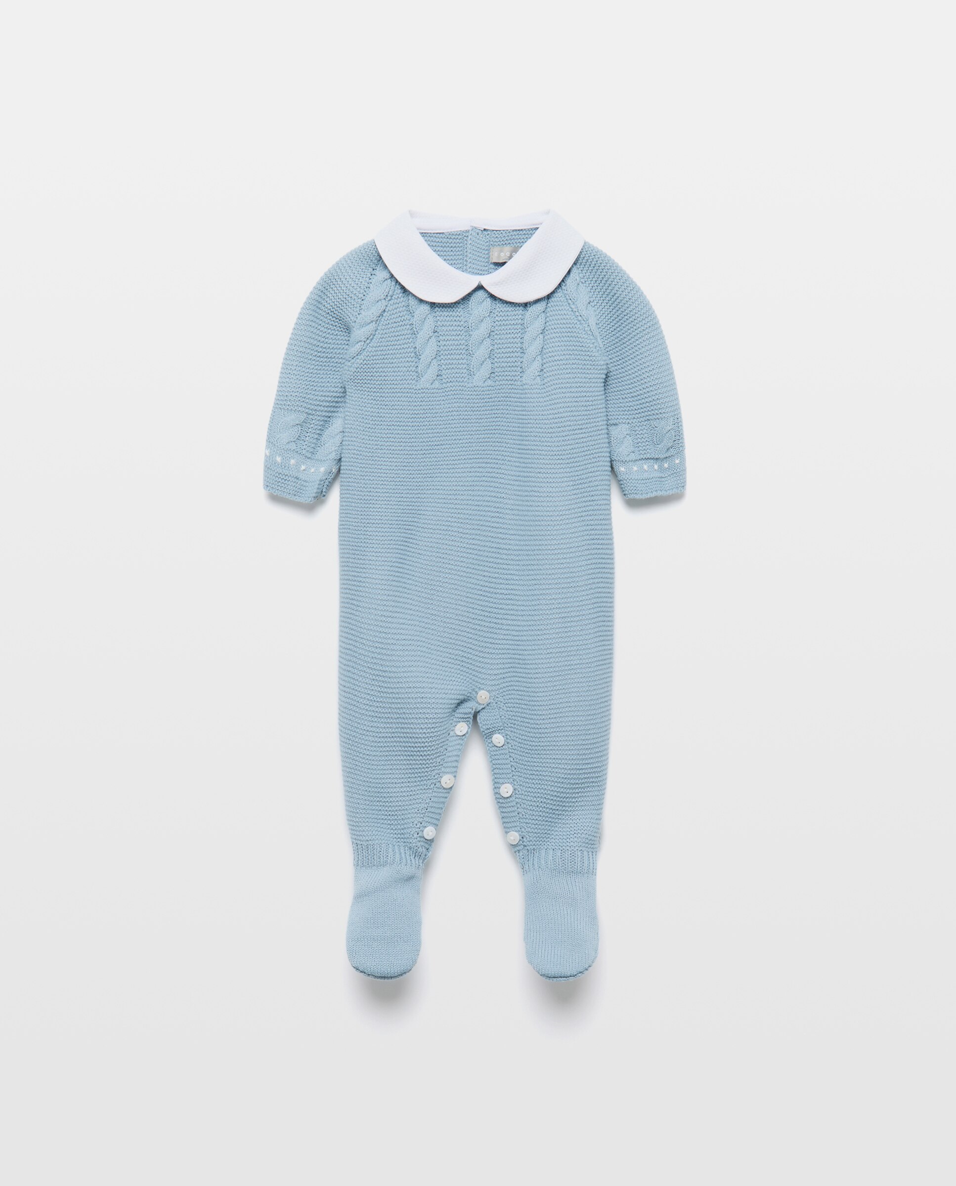 Imagem 0 de Babygrow de Tricot Clássico de Bebé com Gola Bebé, Malha do Cabo Horizontal e Relevos