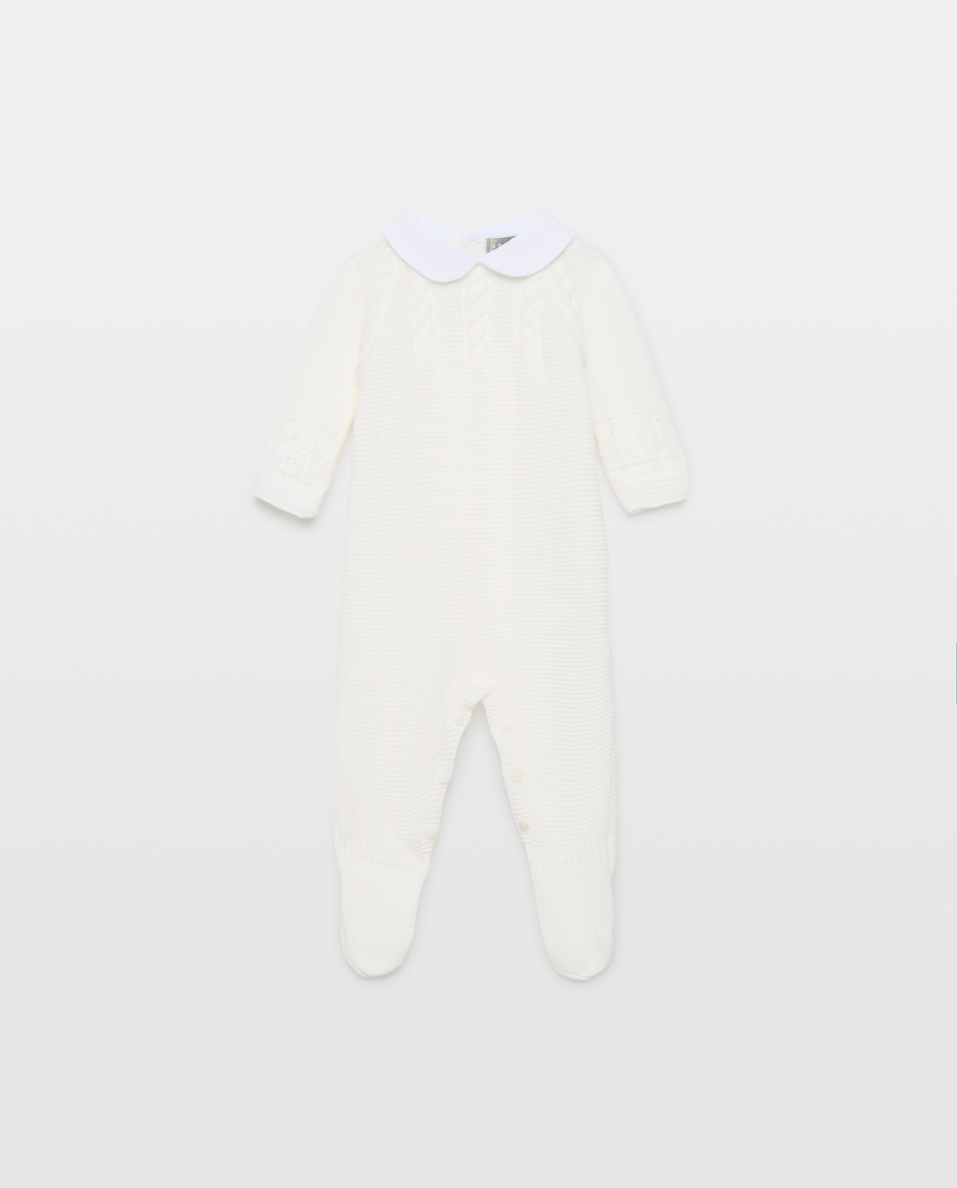 Imagem 0 de Babygrow de Tricot Clássico de Bebé com Gola Bebé, Malha do Cabo Horizontal e Relevos