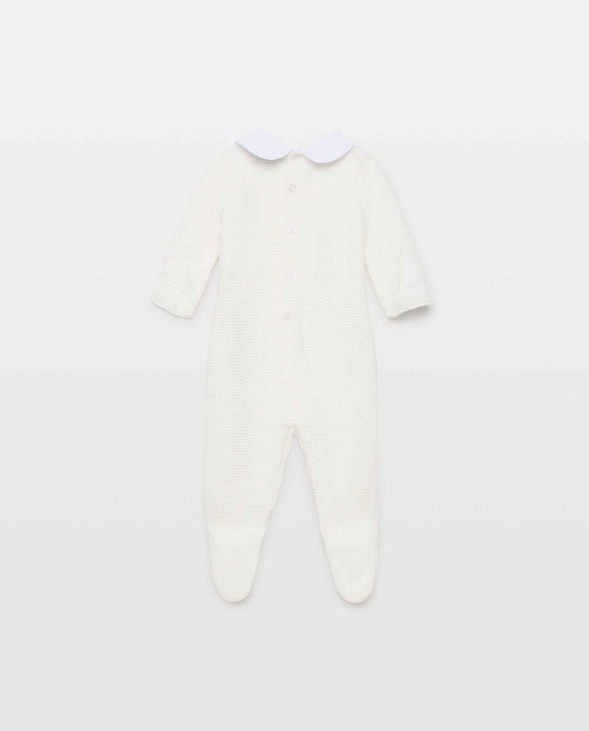 Babygrow de Tricot Clássico de Bebé com Gola Bebé, Malha do Cabo Horizontal e Relevos Coconut El Corte Inglés Branco-marfim-2