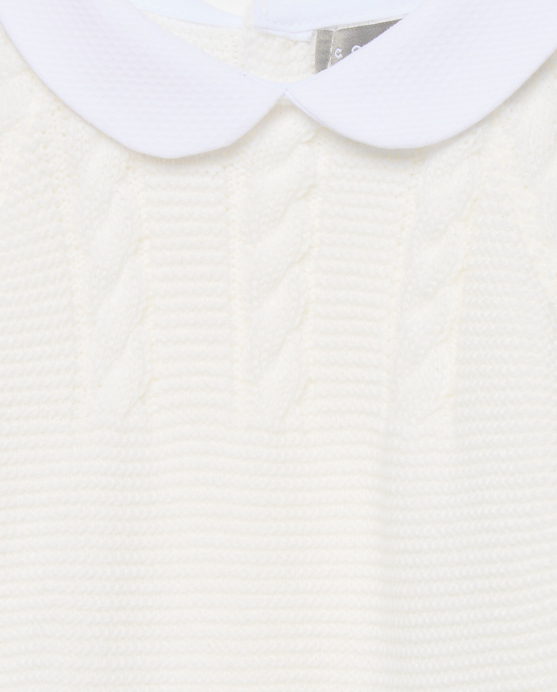 Babygrow de Tricot Clássico de Bebé com Gola Bebé, Malha do Cabo Horizontal e Relevos Coconut El Corte Inglés Branco-marfim-3