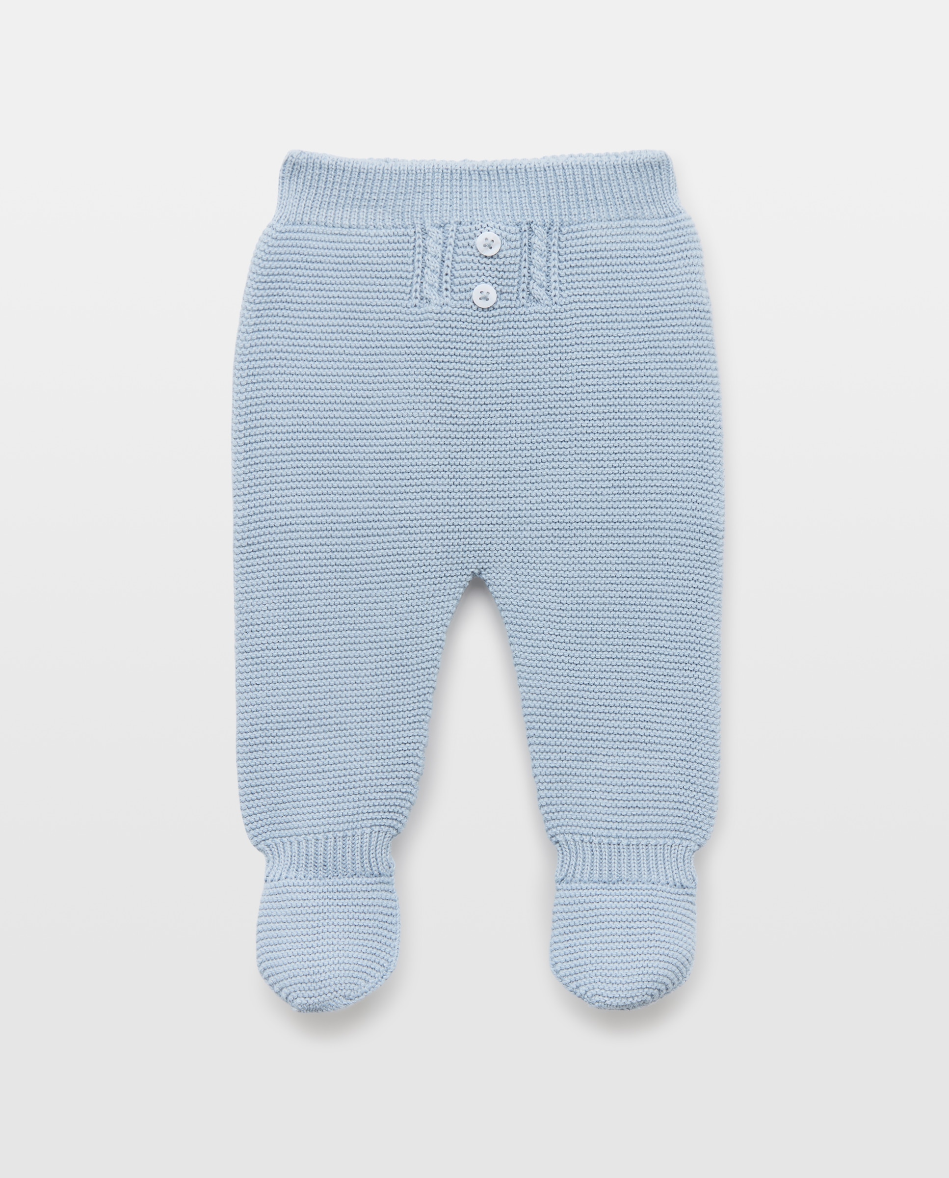 Calças com Pés de Tricot com Malha do Cabo Aberta à Frente com Botão de Bebé Coconut El Corte Inglés 400 Azul-1