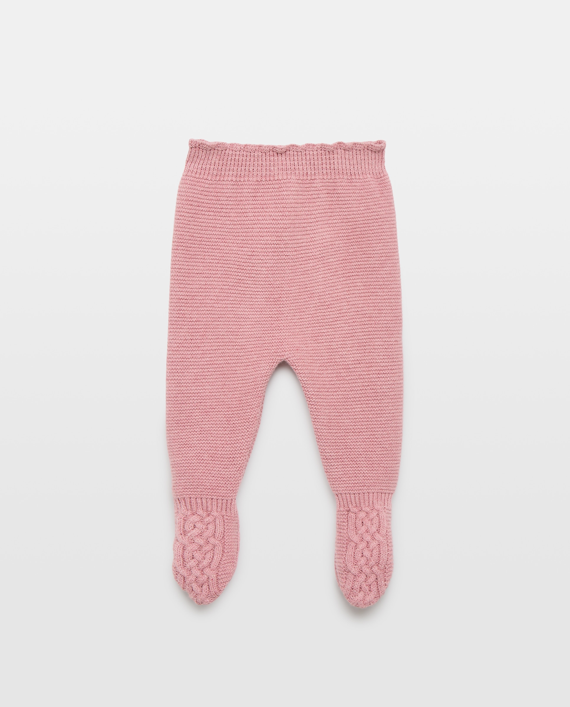 Imagem 0 de Calças com Pés de Tricot de Bebé com Malha com Aran e Ondas nos Pés