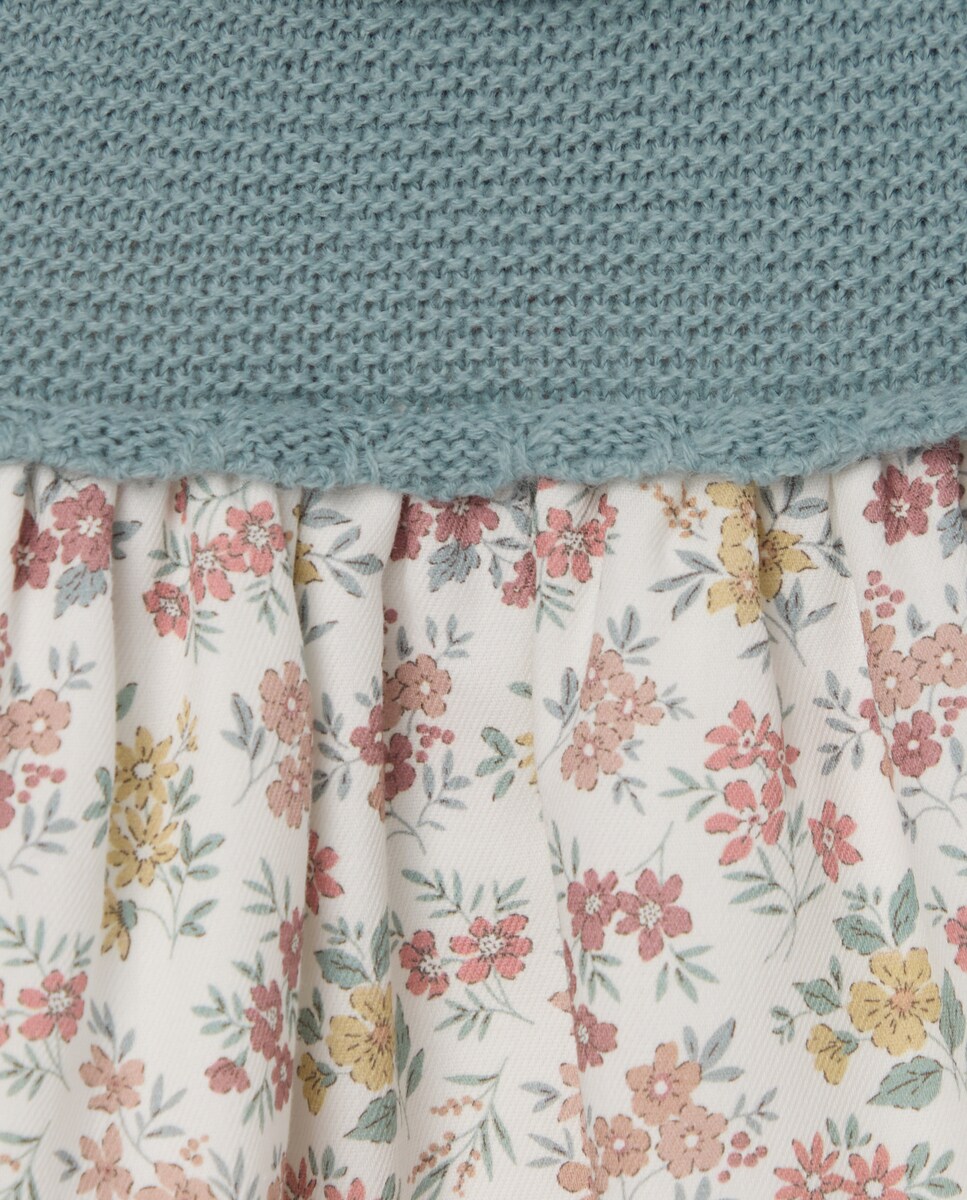 Cueiro Médio de Bebé com Manga Comprida e Touca com All Over Print de Fantasia Verde-3