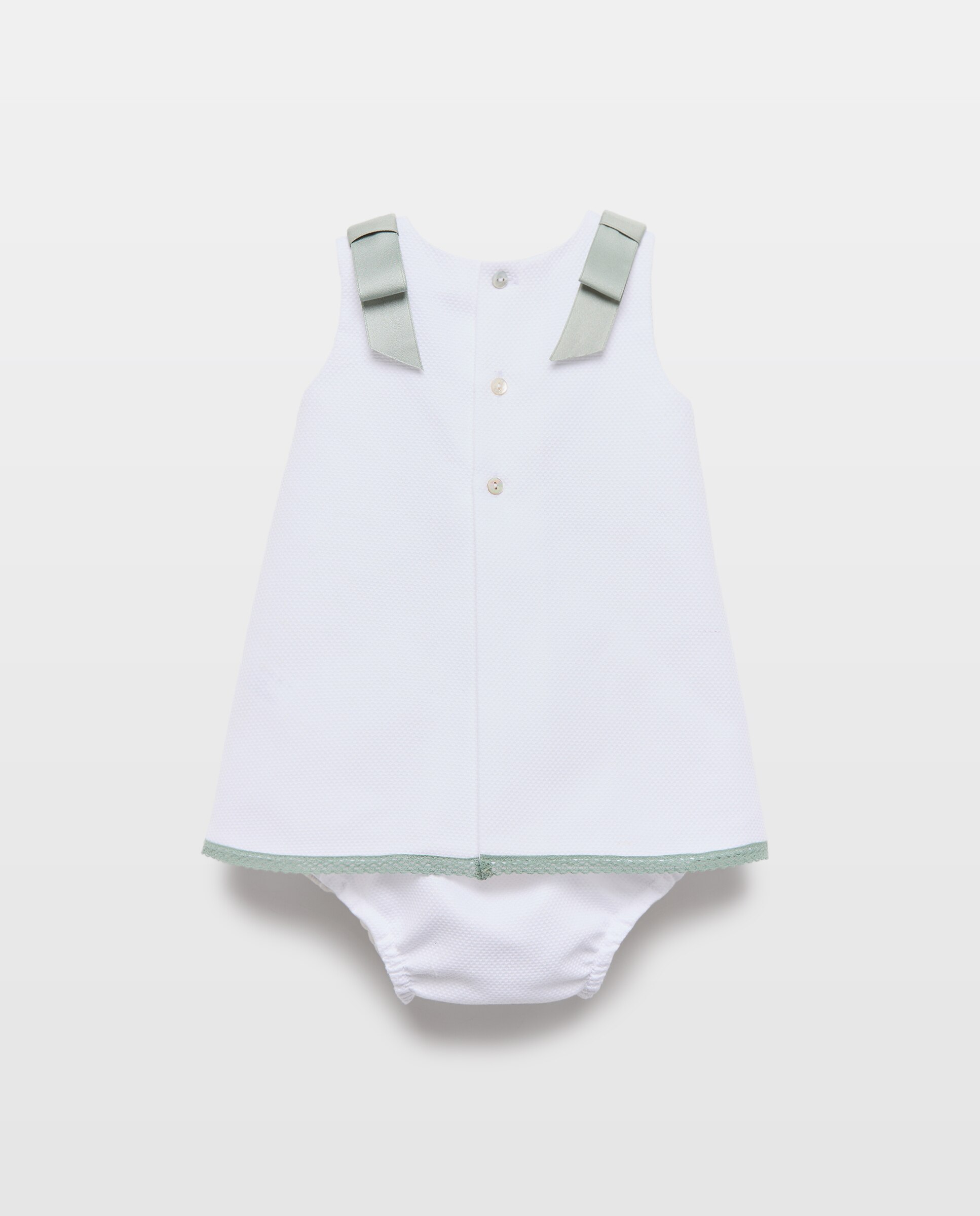 Cueiro Piqué de Bebé com Rendas Branco-2