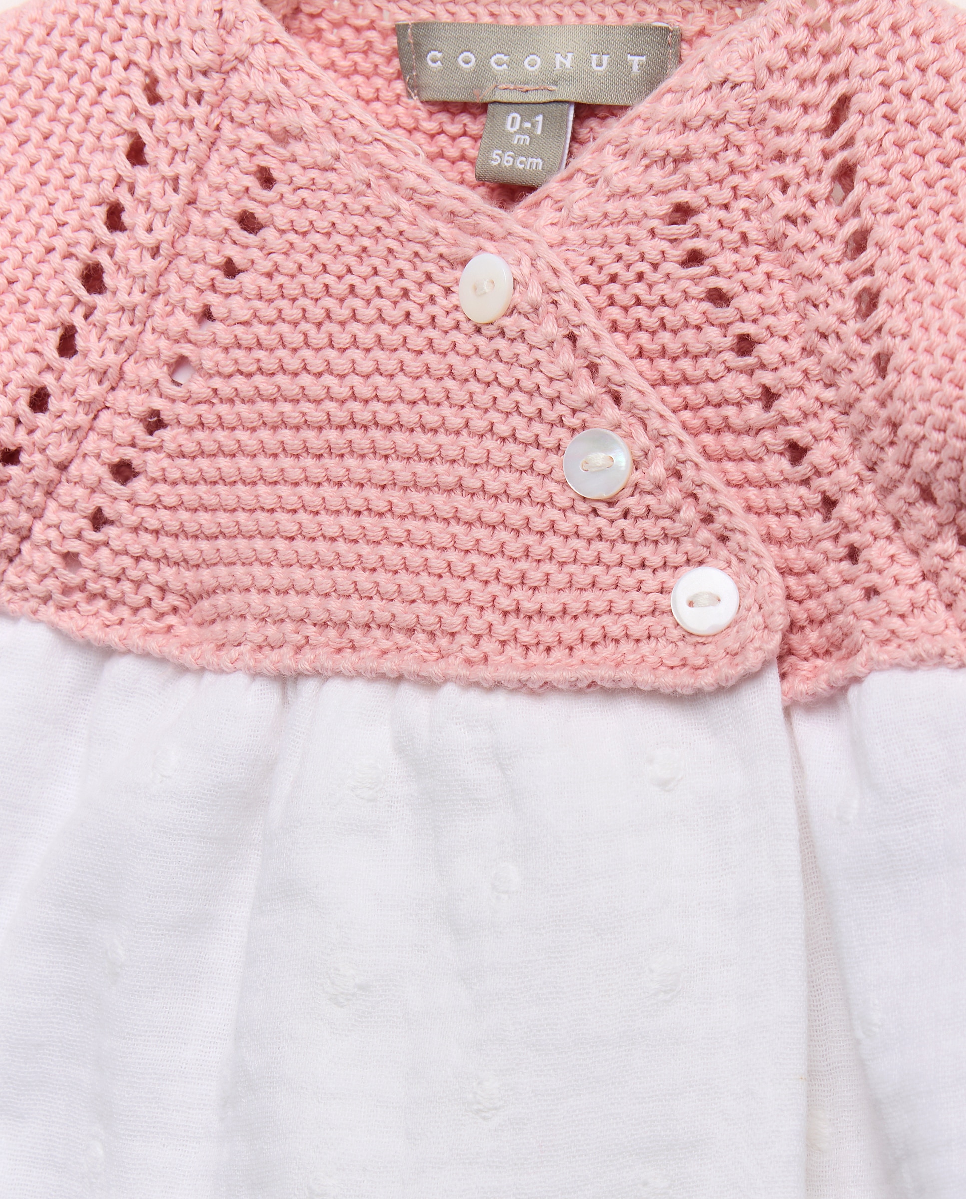 Cueiro Curto de Tricot e Chiffon Bordado de Bebé Coconut El Corte Inglés 200 Rosa-3