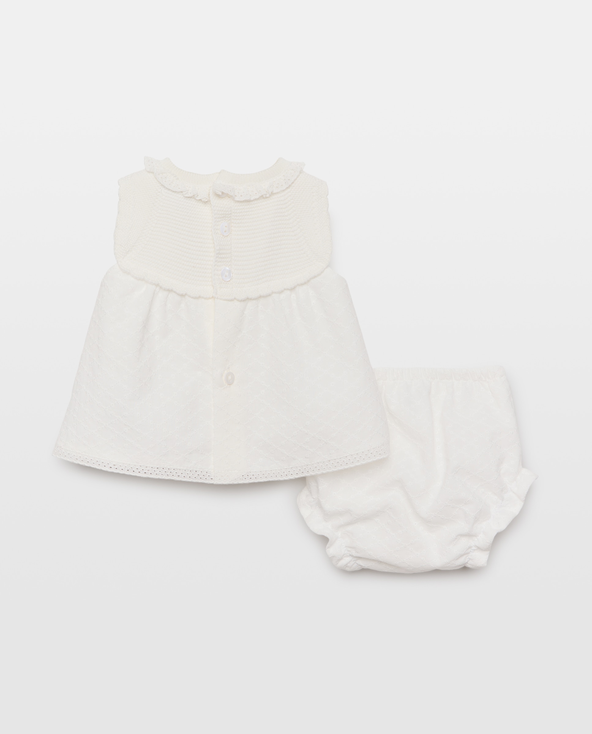 Cueiro Curto de Tricot de Bebé sem Mangas e com Bordado Suíço Coconut El Corte Inglés Branco-2