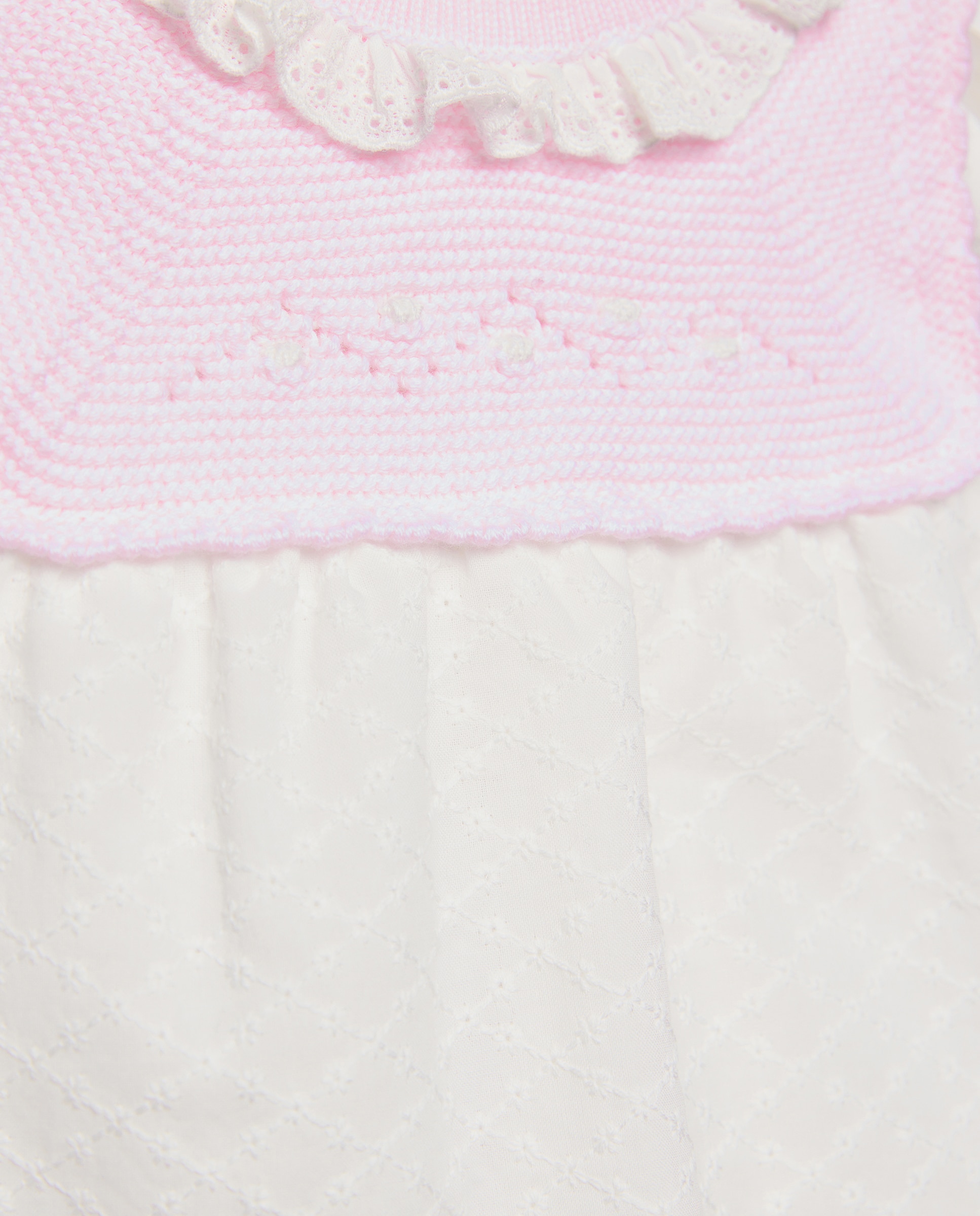 Cueiro Curto de Tricot de Bebé sem Mangas e com Bordado Suíço Coconut El Corte Inglés Rosa-claro-3