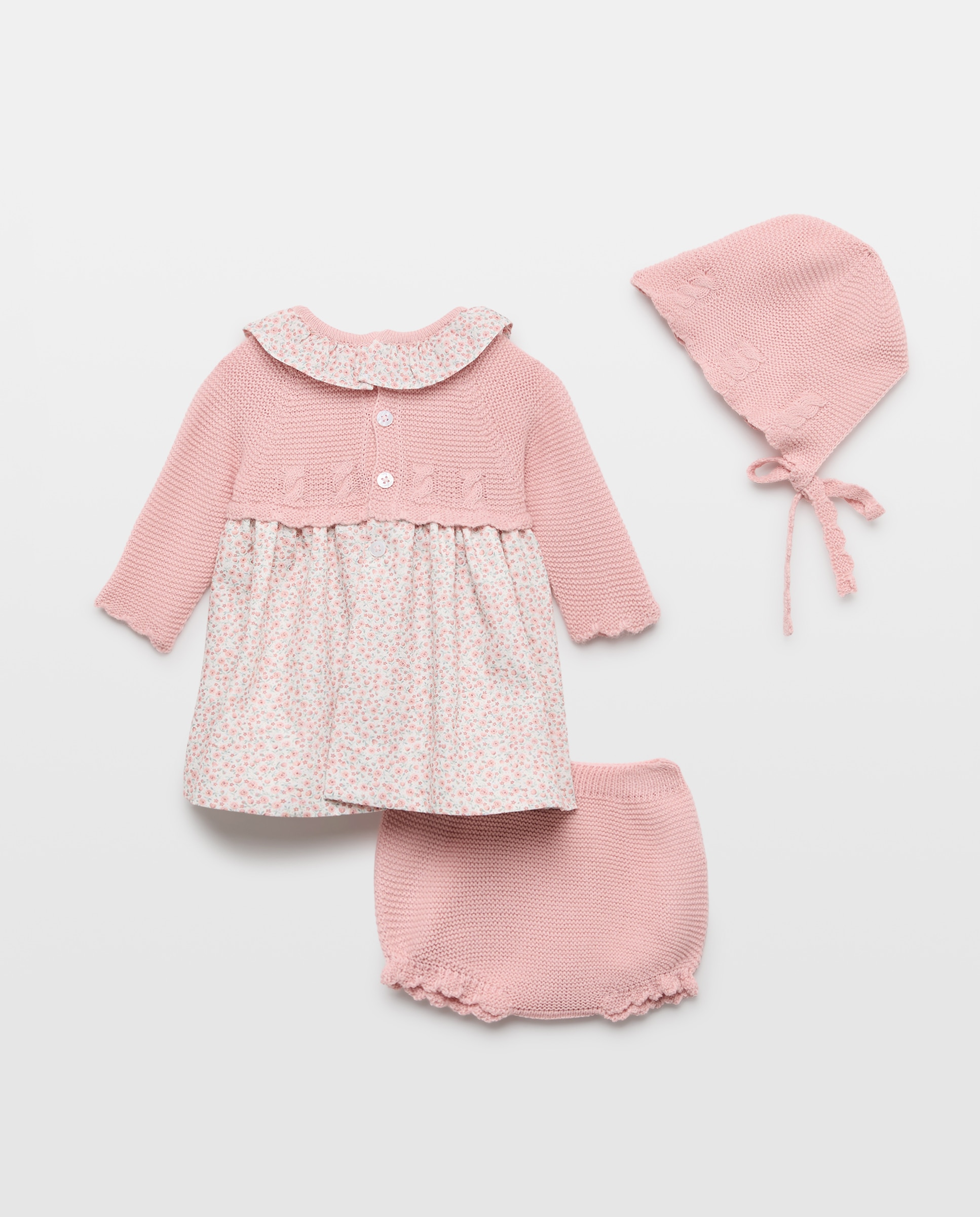 Cueiro de Tricot Plano com Manga Comprida e Touca com Estampado Floral Coconut El Corte Inglés Rosa-2