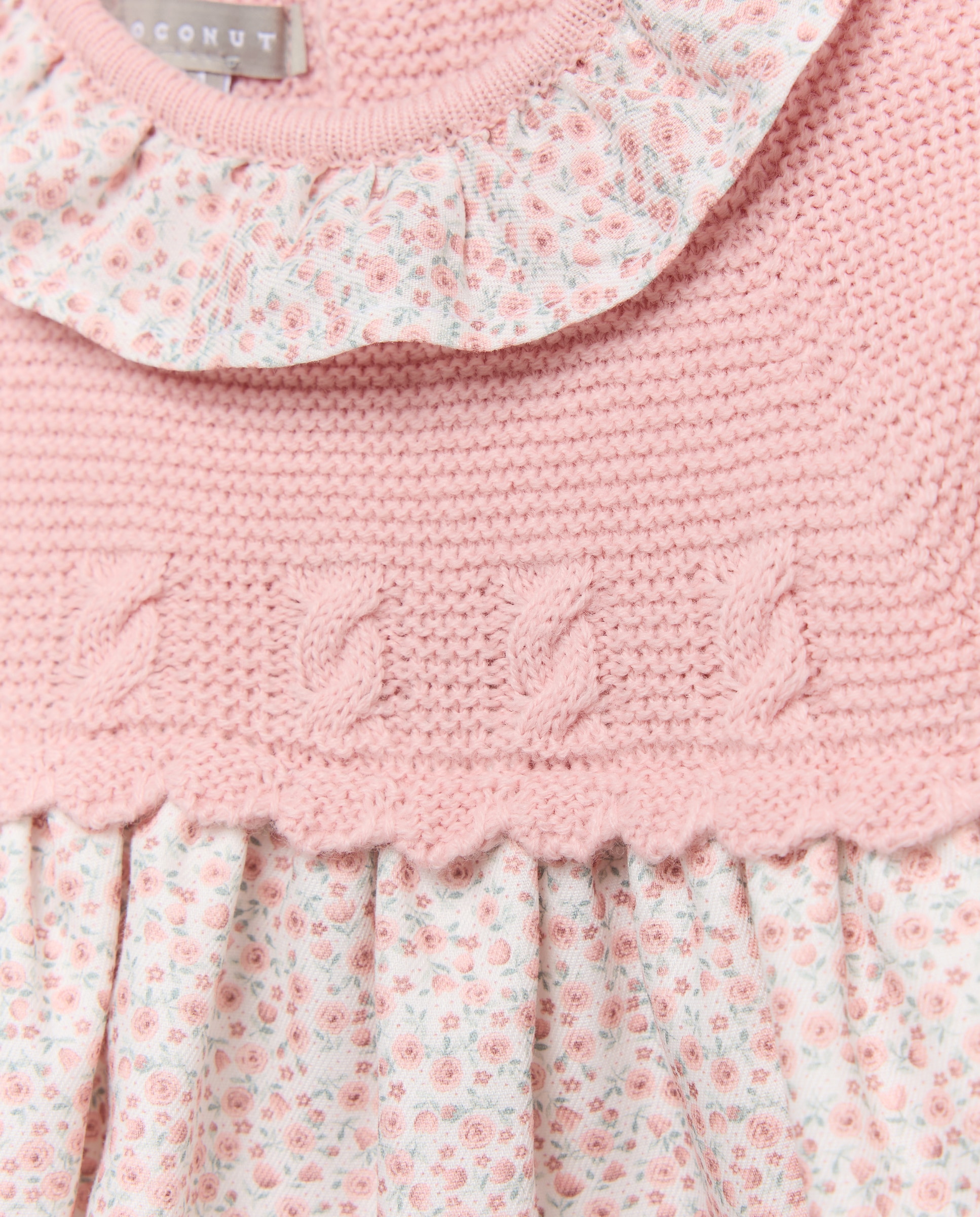 Cueiro de Tricot Plano com Manga Comprida e Touca com Estampado Floral Coconut El Corte Inglés Rosa-3