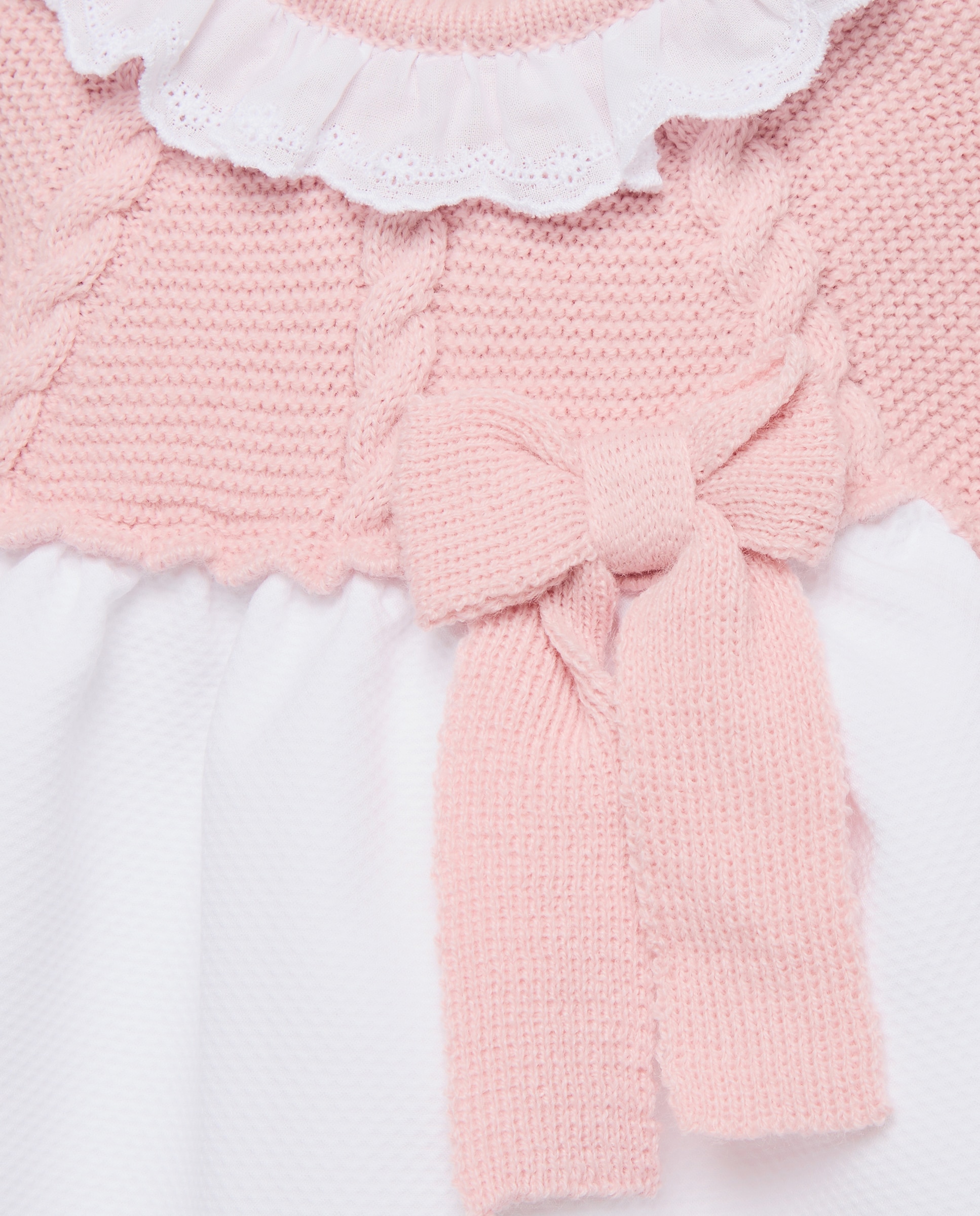 Cueiro de Bebé em Tricot e Tecido Plano de Comprimento Médio com Piqué e Laço de Tricot Coconut El Corte Inglés 200 Rosa-3