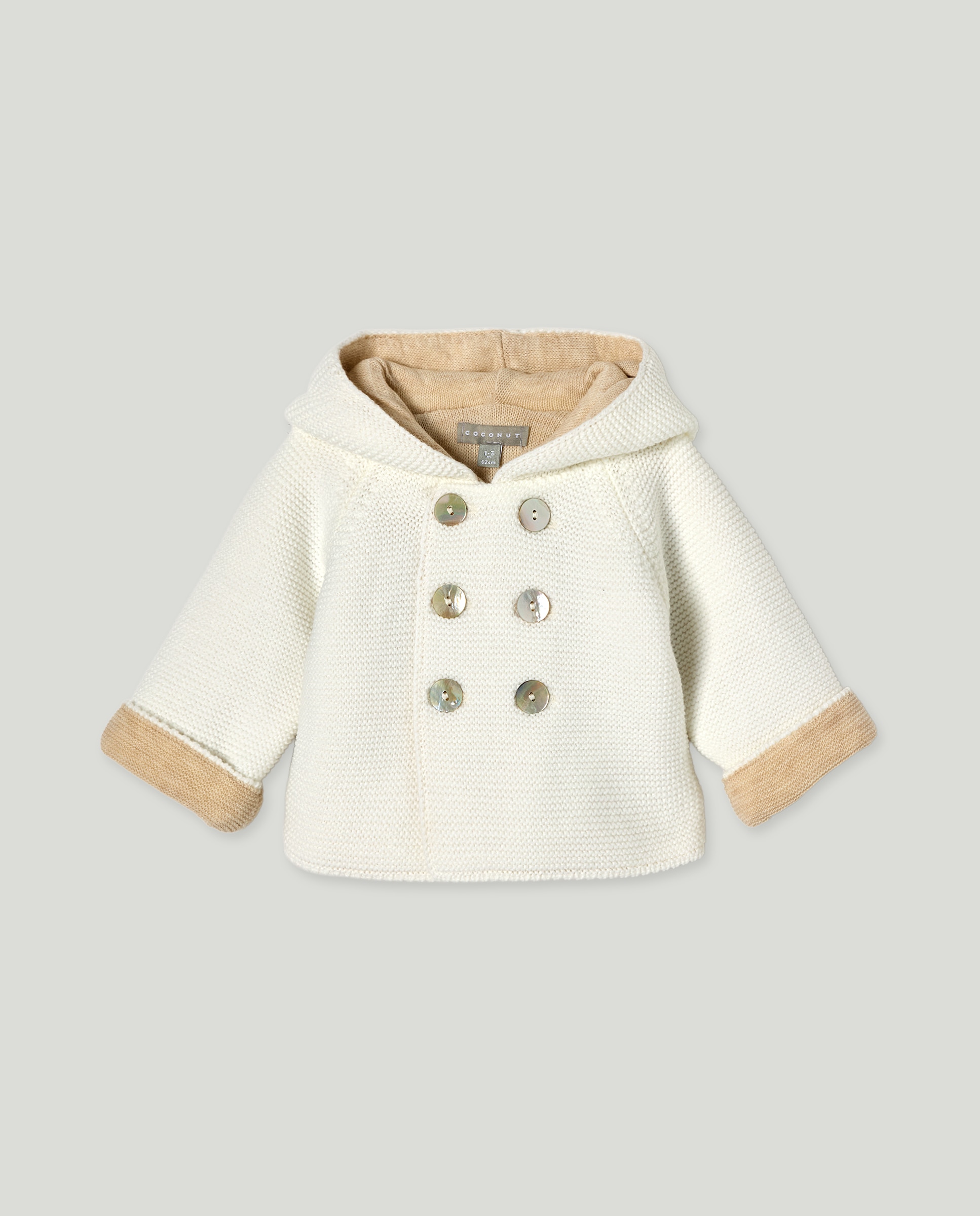 Sobretudo Bicolor de Bebé com Contraste Branco-1