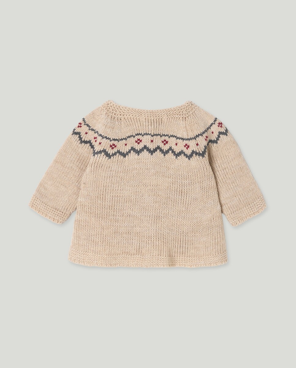 Casaco de Tricot de Bebé com Fantasia de Rebordo Decorativo Camel-2