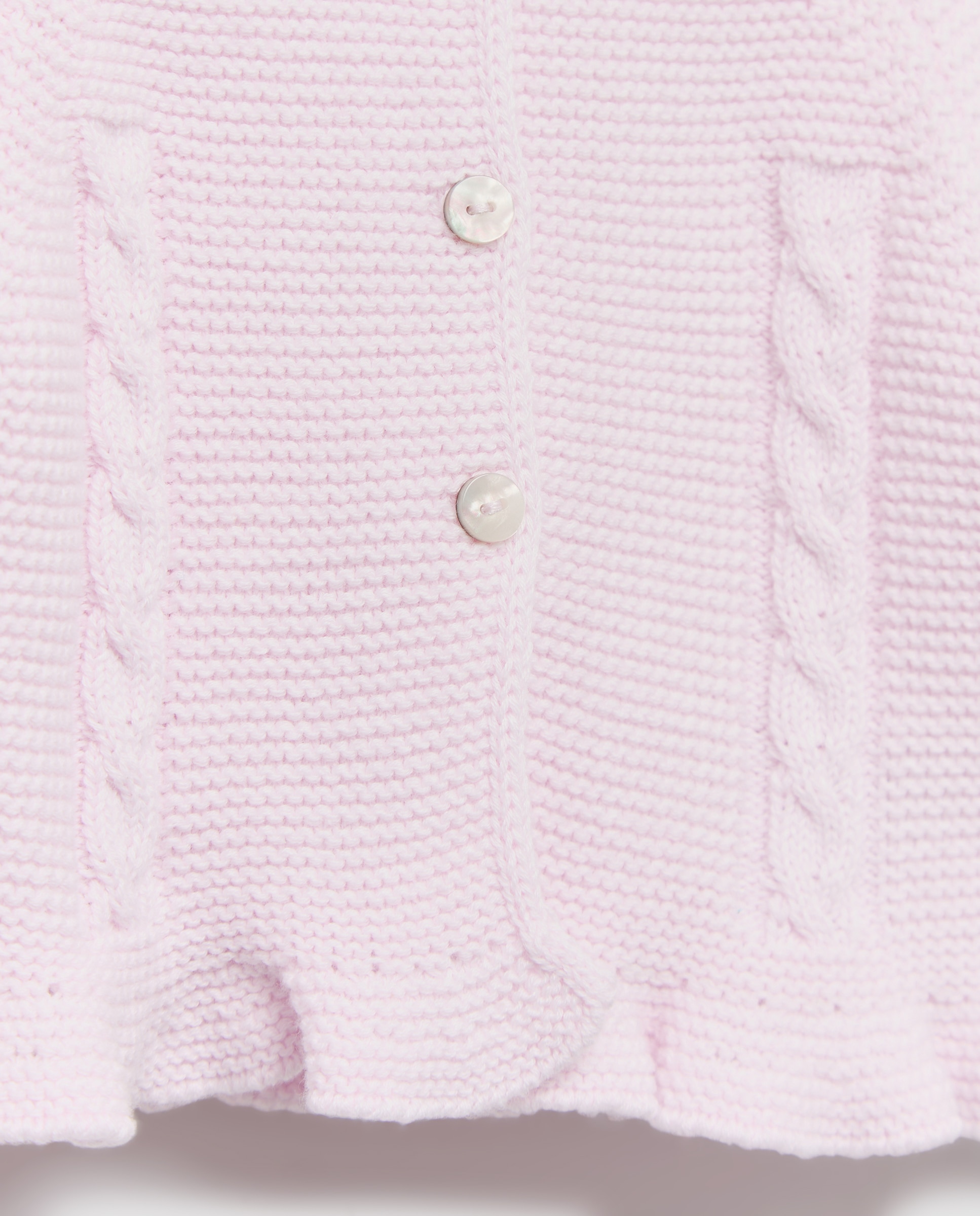 Casaco de Tricot de Bebé com Fantasia de Trança à Frente e Folho na Parte Inferior Rosa-claro-3
