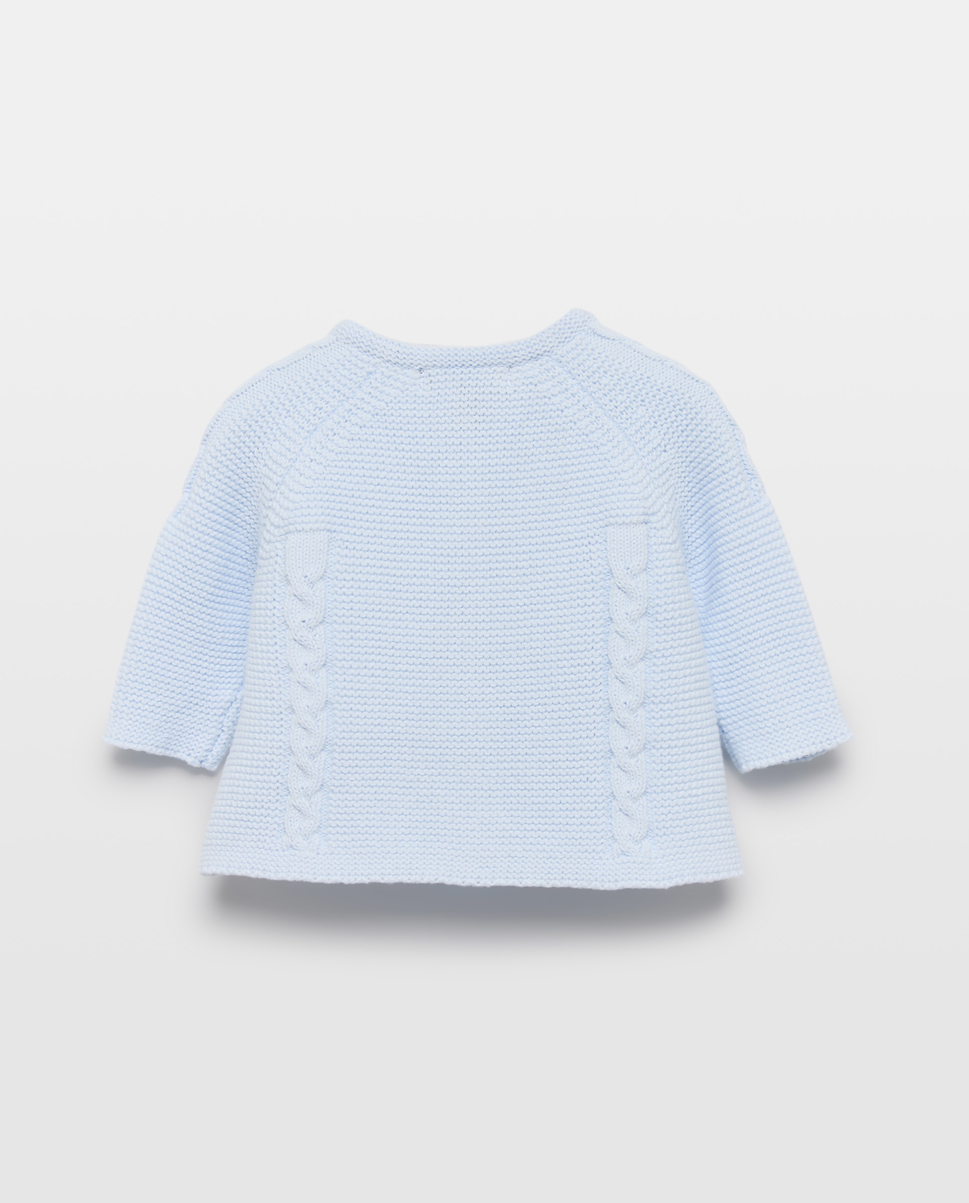 Casaco de Tricot de Bebé com Fantasia de Trança à Frente 410 Azul Claro-2