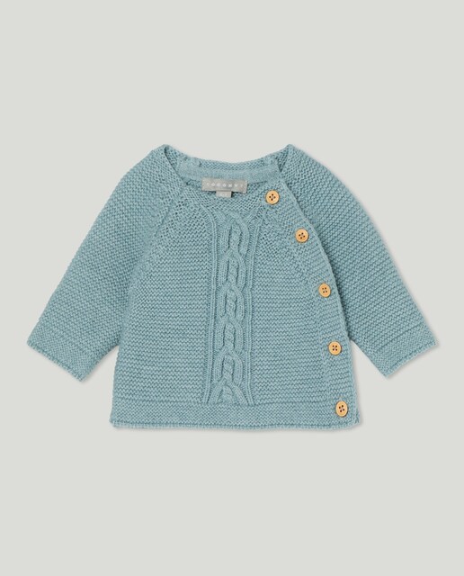 Imagen 0 de Jersey tricot cuello caja con aranes central y apertura lateral de bebé