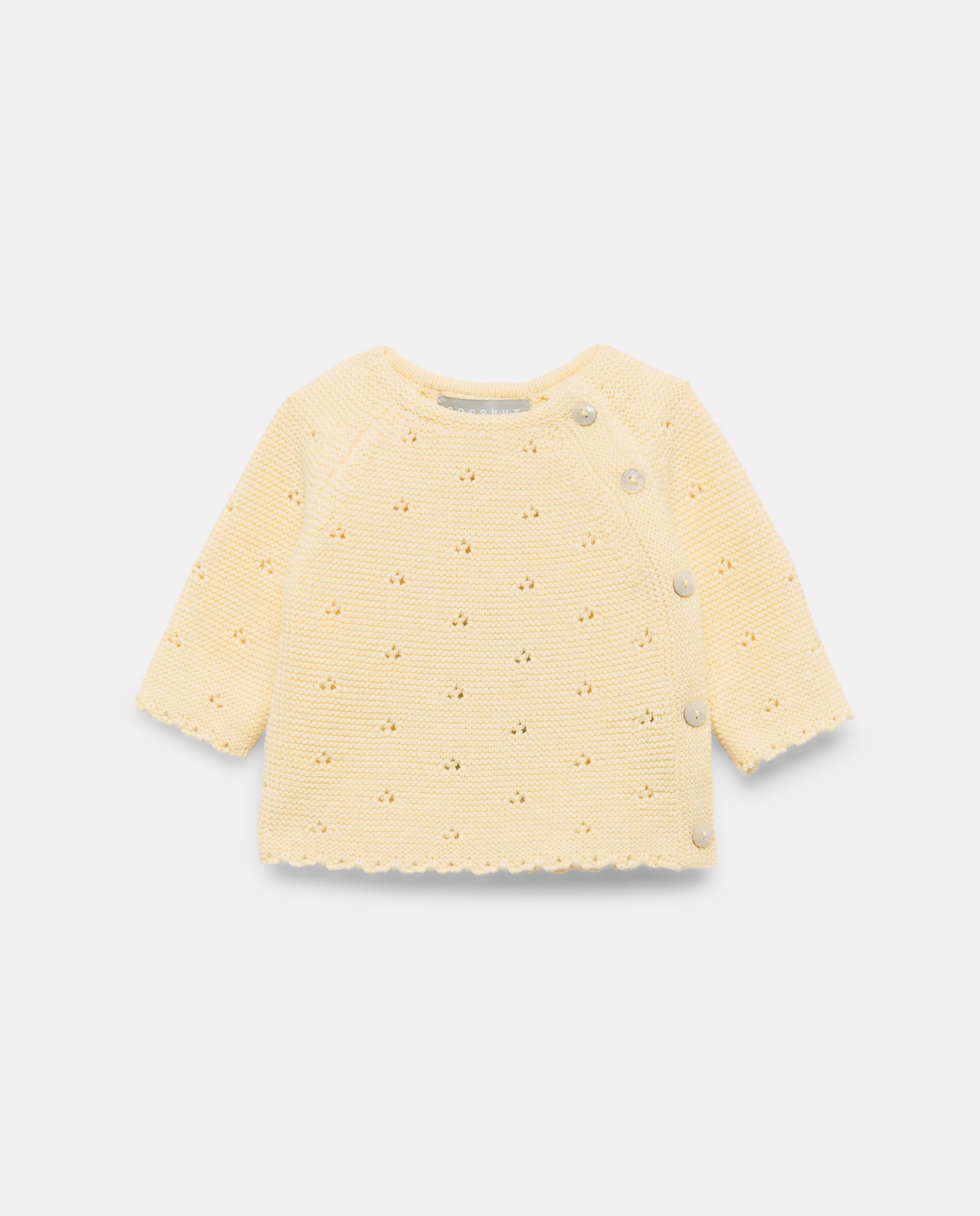 Imagem 0 de Camisola de Malha Aberta de Tricot de Bebé com Bainha Ondulada
