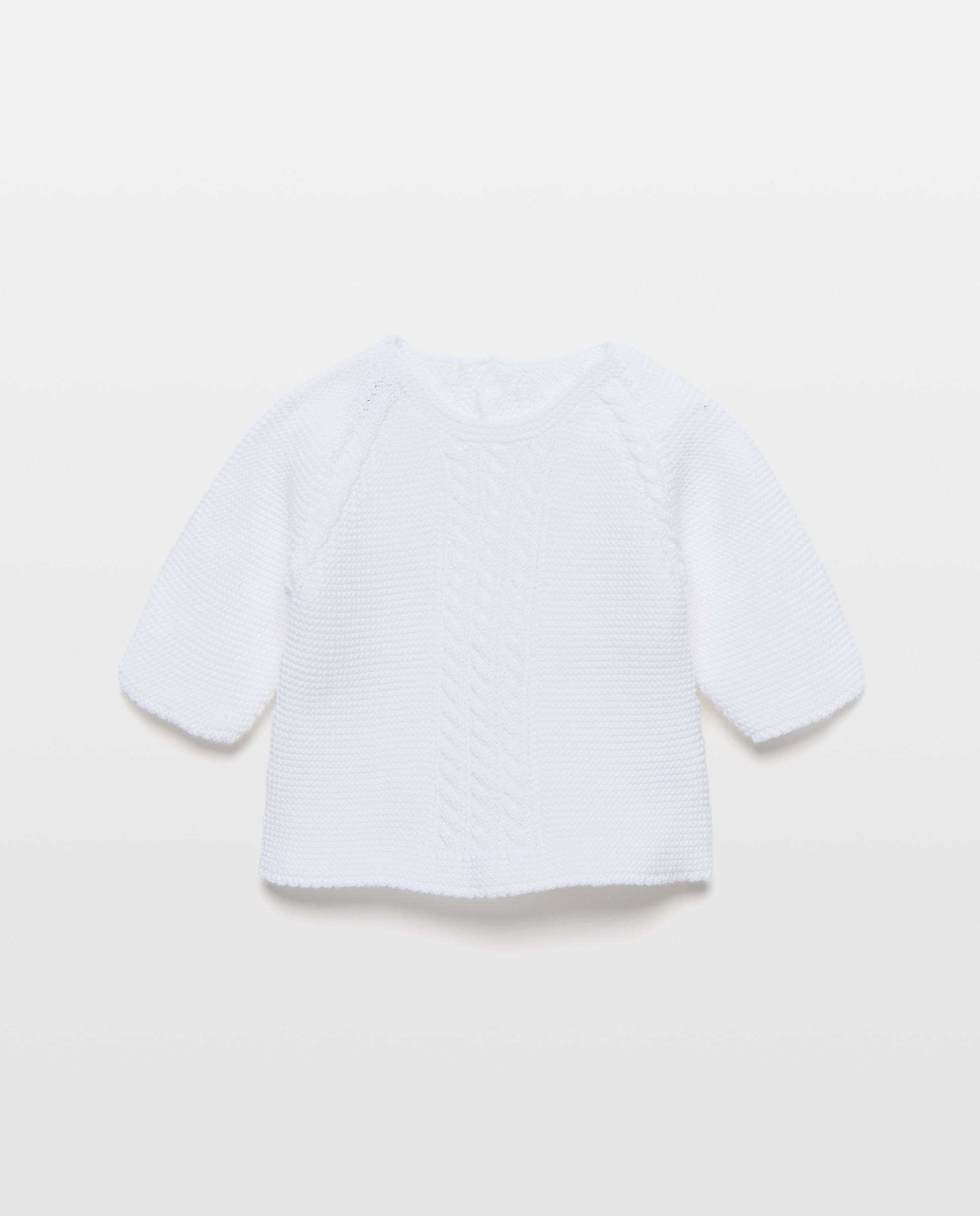 Camisola de Malha com Decote Redondo e Fantasia de Malha do Cabo na Bainha de Bebé Coconut El Corte Inglés Branco-1