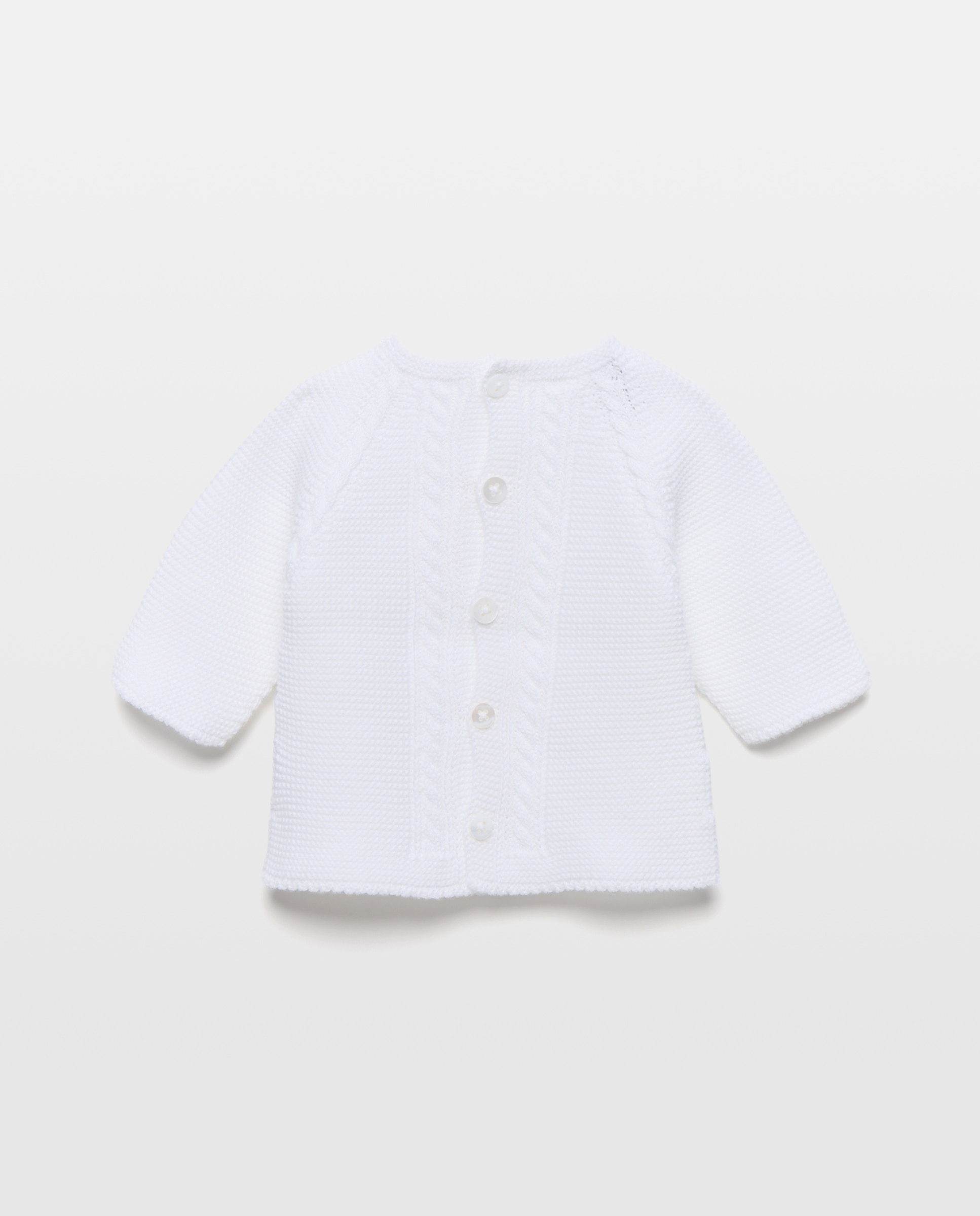 Camisola de Malha com Decote Redondo e Fantasia de Malha do Cabo na Bainha de Bebé Coconut El Corte Inglés Branco-2