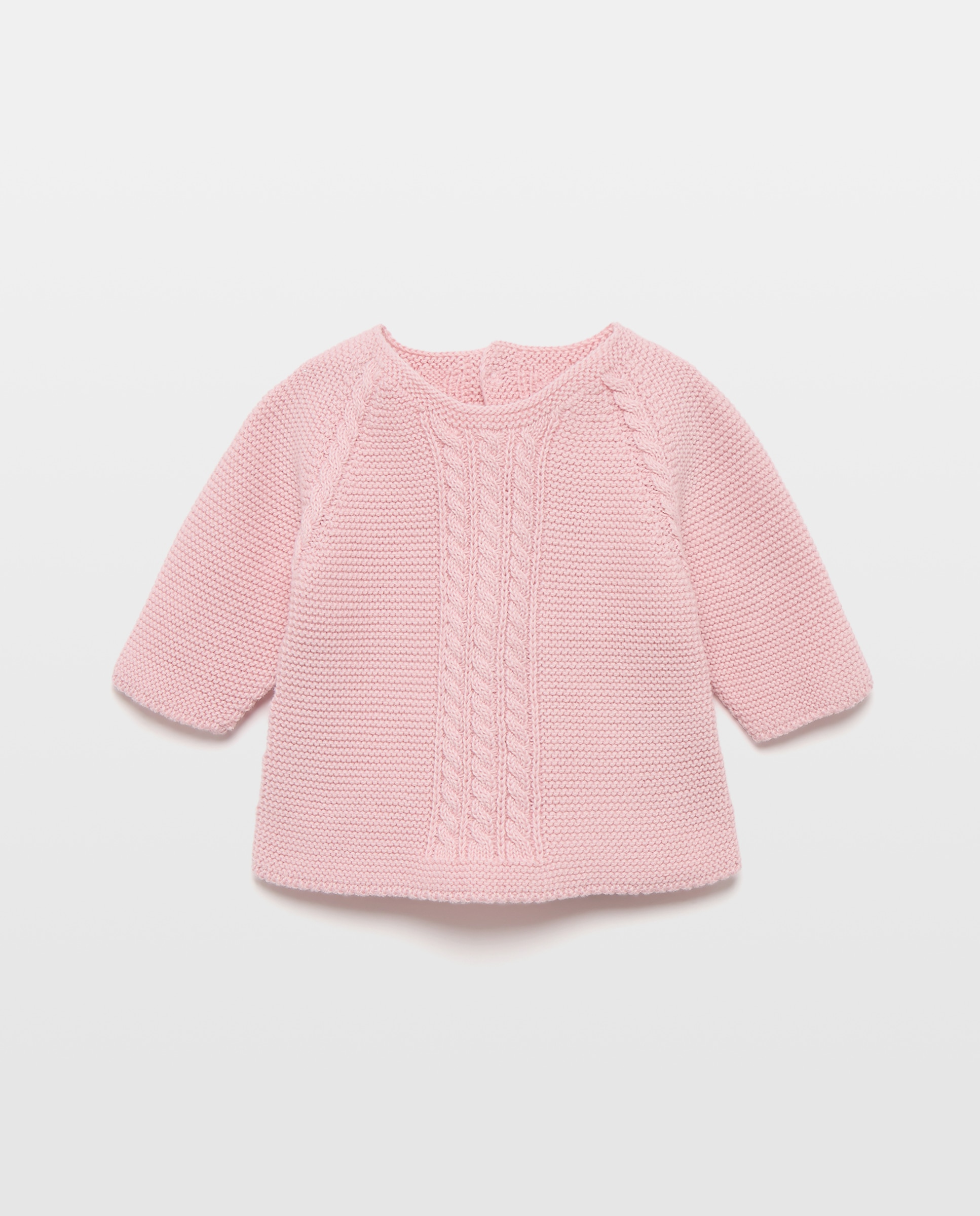 Camisola de Malha com Decote Redondo e Fantasia de Malha do Cabo na Bainha de Bebé Coconut El Corte Inglés 200 Rosa-1