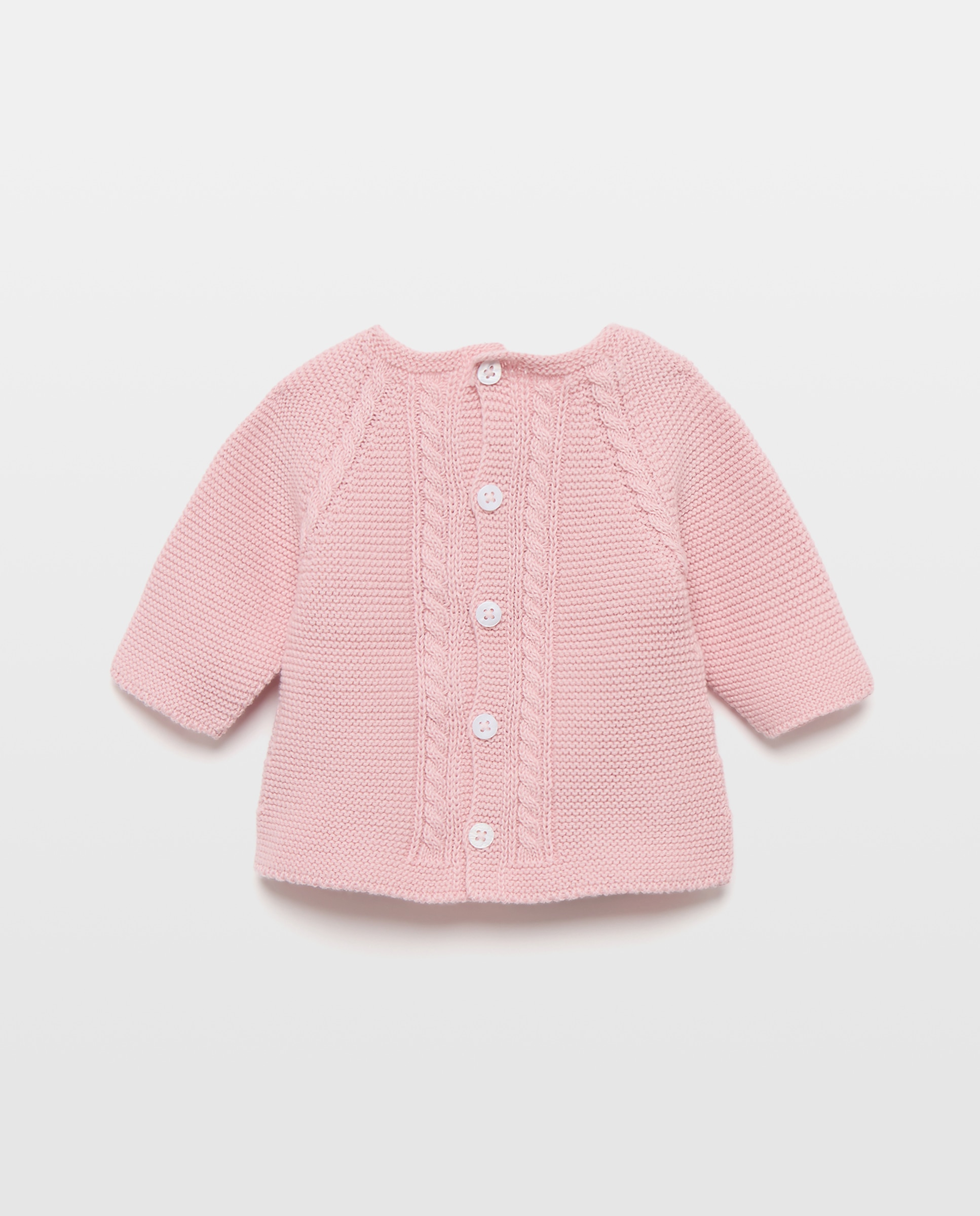 Camisola de Malha com Decote Redondo e Fantasia de Malha do Cabo na Bainha de Bebé Coconut El Corte Inglés 200 Rosa-2
