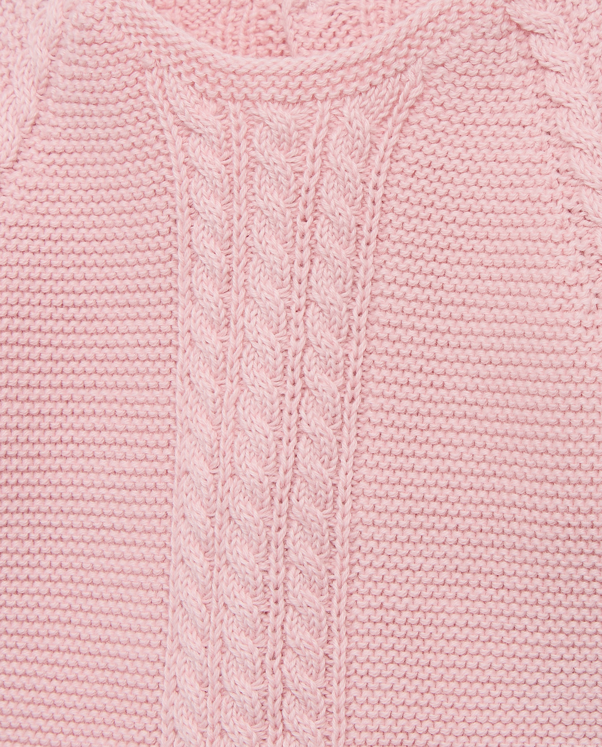 Camisola de Malha com Decote Redondo e Fantasia de Malha do Cabo na Bainha de Bebé Coconut El Corte Inglés 200 Rosa-3