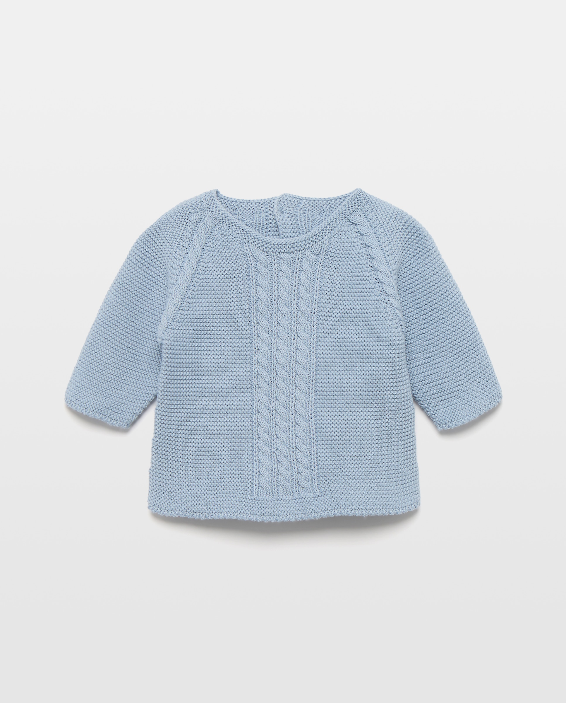 Camisola de Malha com Decote Redondo e Fantasia de Malha do Cabo na Bainha de Bebé Coconut El Corte Inglés 400 Azul-1