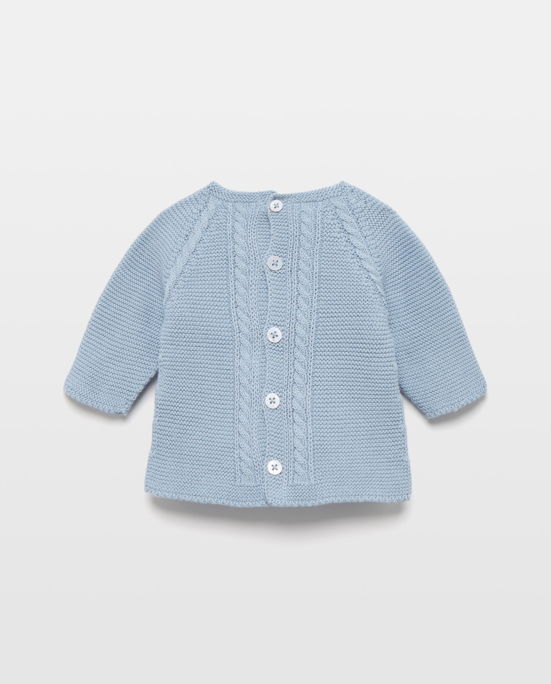 Camisola de Malha com Decote Redondo e Fantasia de Malha do Cabo na Bainha de Bebé Coconut El Corte Inglés 400 Azul-2