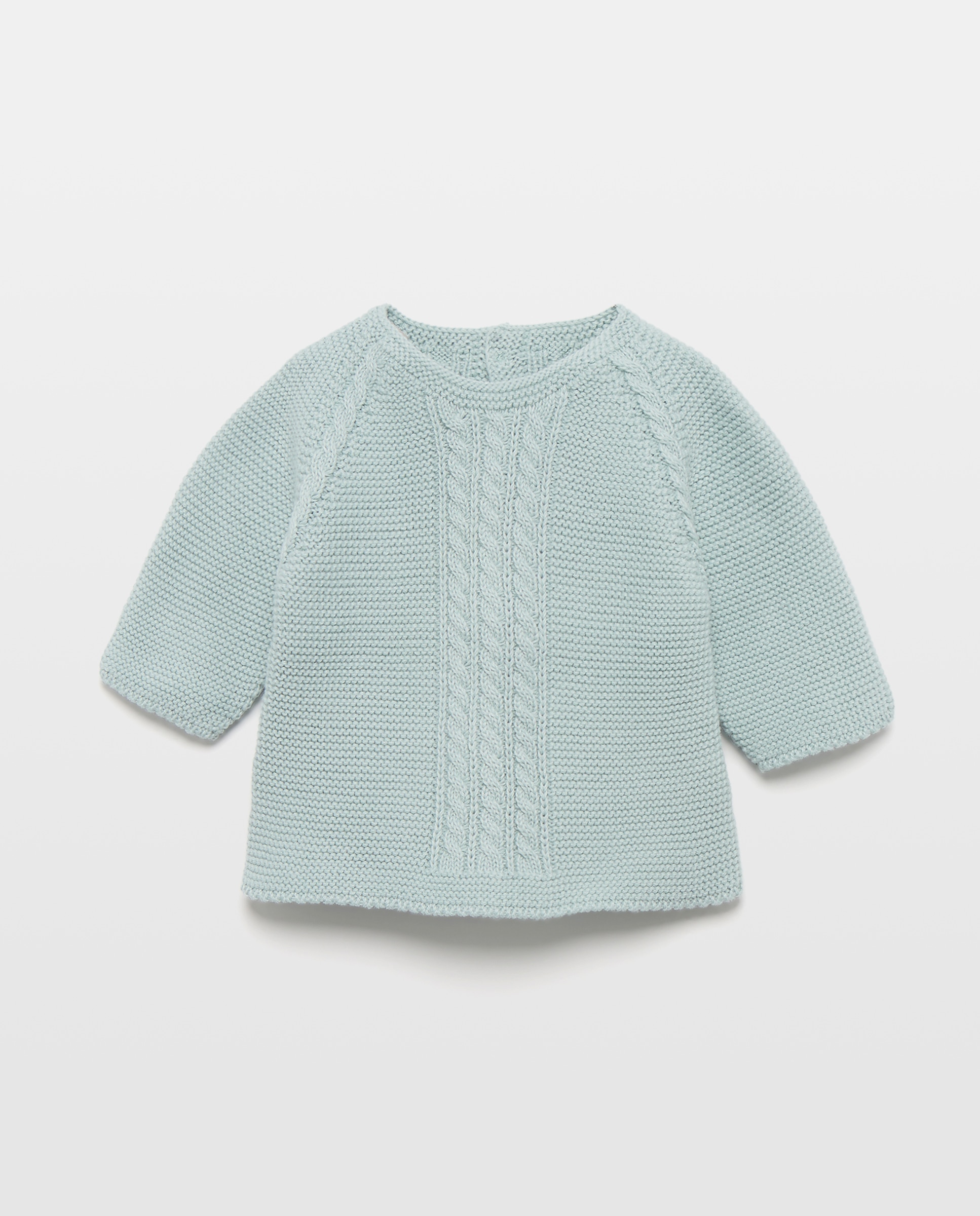 Camisola de Malha com Decote Redondo e Fantasia de Malha do Cabo na Bainha de Bebé Coconut El Corte Inglés Verde-1