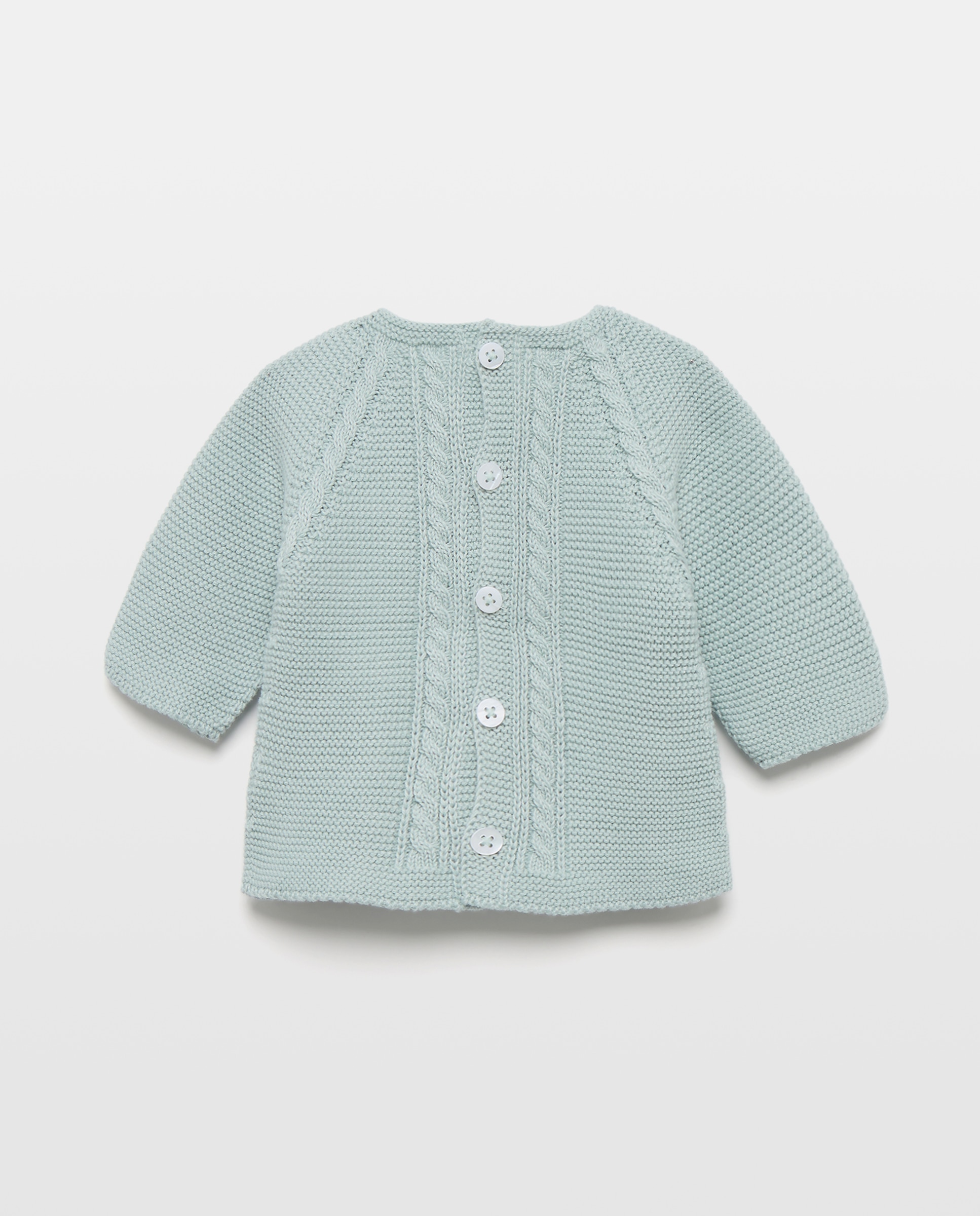 Camisola de Malha com Decote Redondo e Fantasia de Malha do Cabo na Bainha de Bebé Coconut El Corte Inglés Verde-2