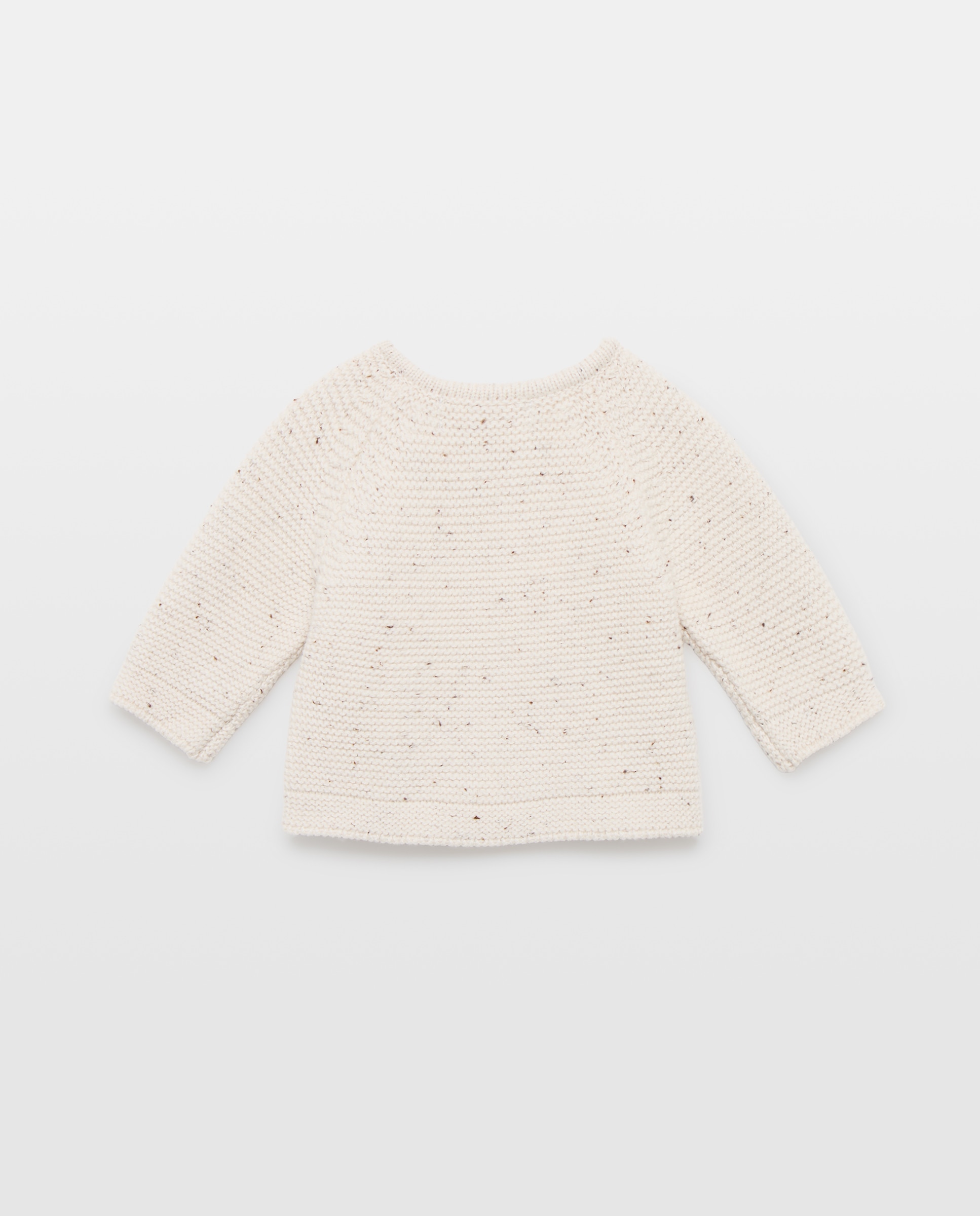 Camisola de Malha de Tricot de Bebé com Decote Redondo com Malha do Cabo e Abertura Lateral Rice Paper-2