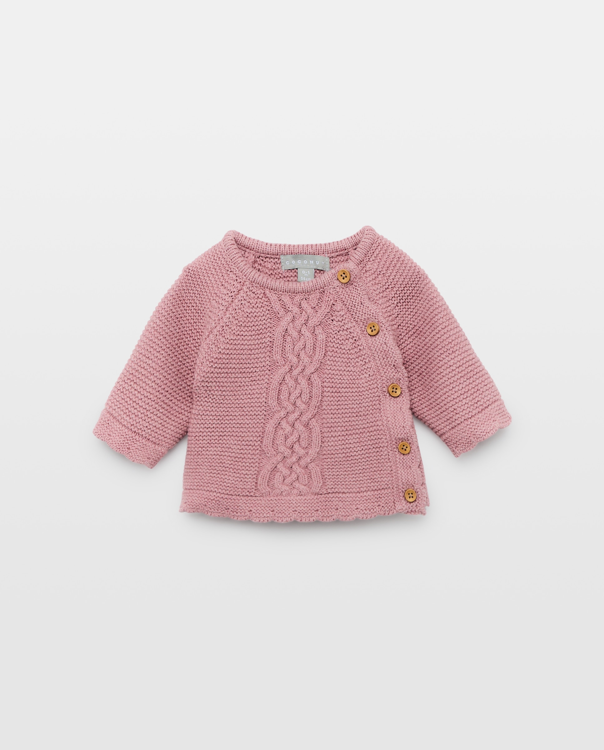 Imagem 0 de Camisola de Malha de Tricot de Bebé com Decote Redondo de Malha do Cabo e Ondas e Abertura Lateral