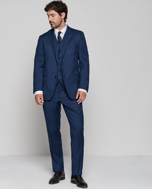 Traje de hombre regular fit half canvas falso liso