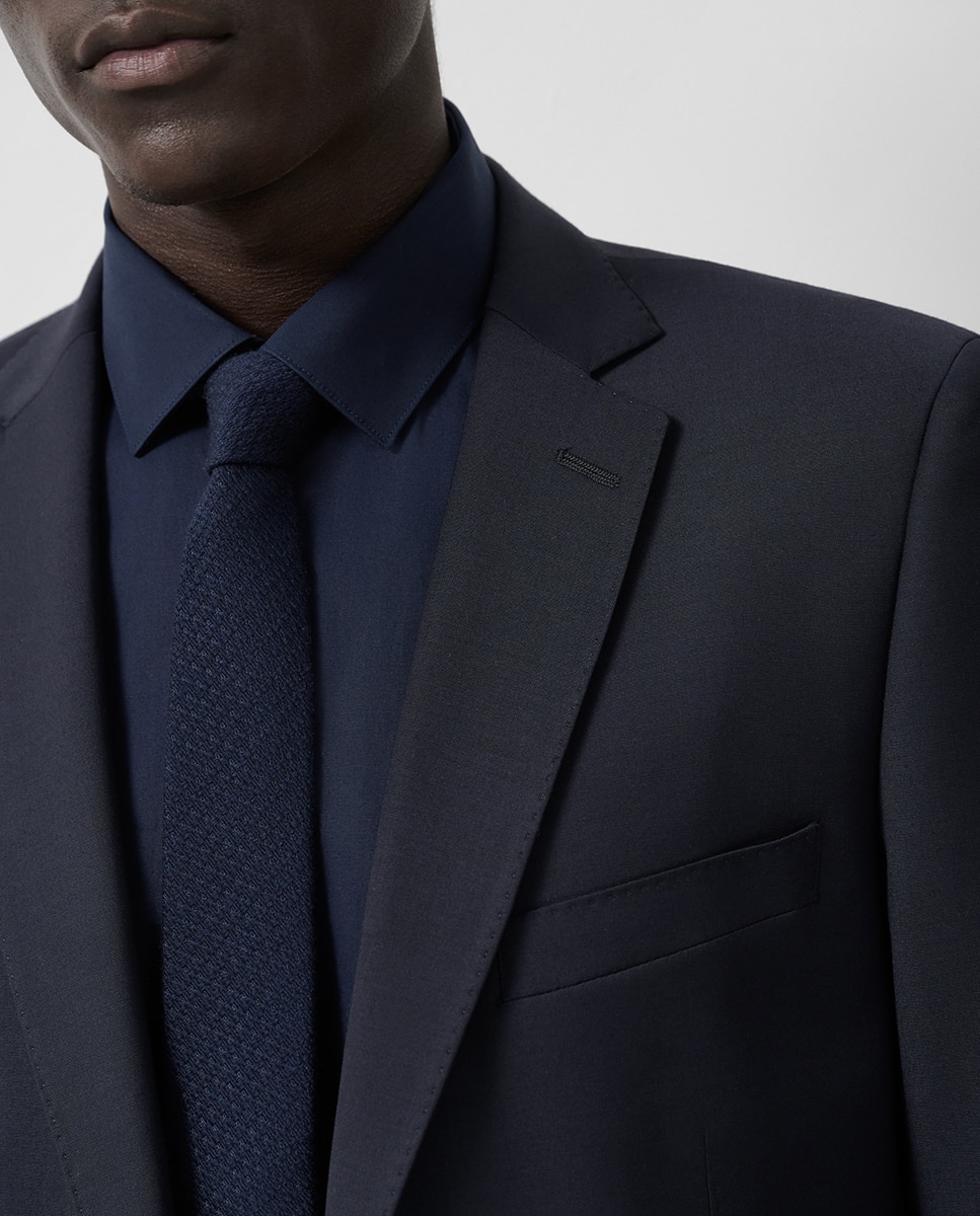 Fato Slim Fit Half Canvas Liso Azul-marinho-4