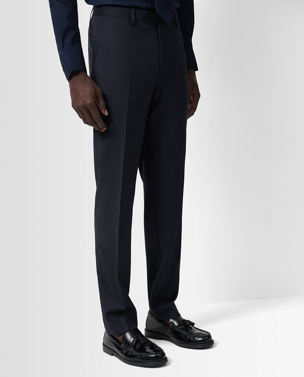 Fato Slim Fit Half Canvas Liso Azul-marinho-5